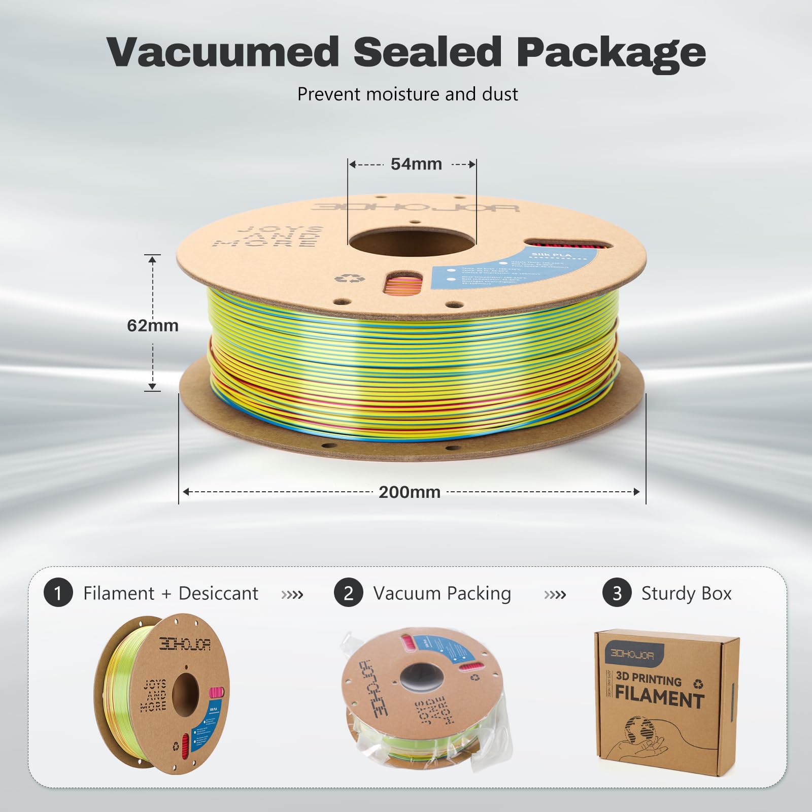 3Dhojor Silk Pla Filament 1.75Mm Red Yellow Blue Triple Color Pla 3D Printer Filament 3 In 1 Coextrusion 1Kg Spool(2.2Lbs) 3D Pr