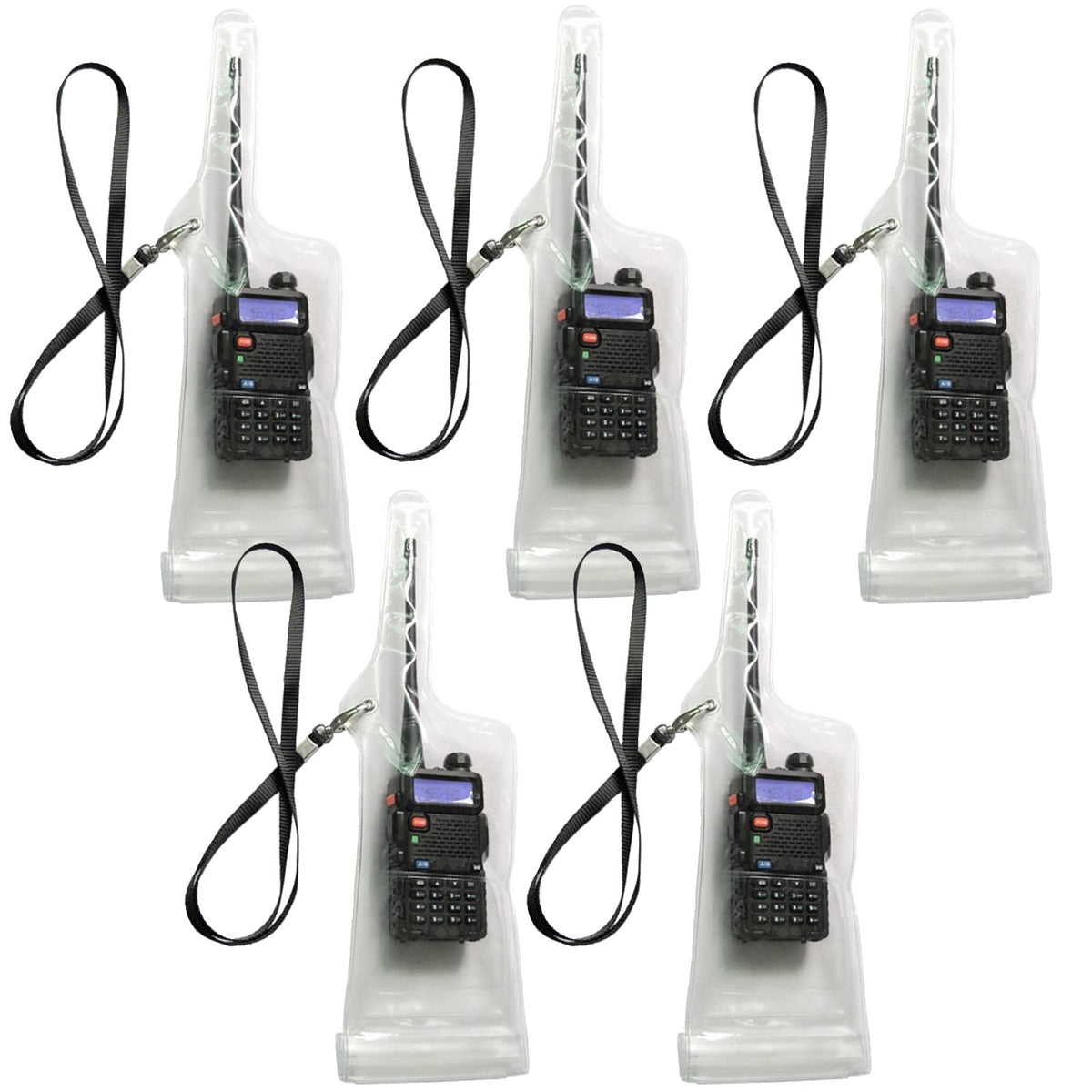 Lsgoodcare 5Pcs Portable Two Way Radio Waterproof Rainproof Bag Case Pouch White Compatible With Motorola Kenwood Midland Uv 82 Bf 888S Uv 5R Walkie Talkie Radio