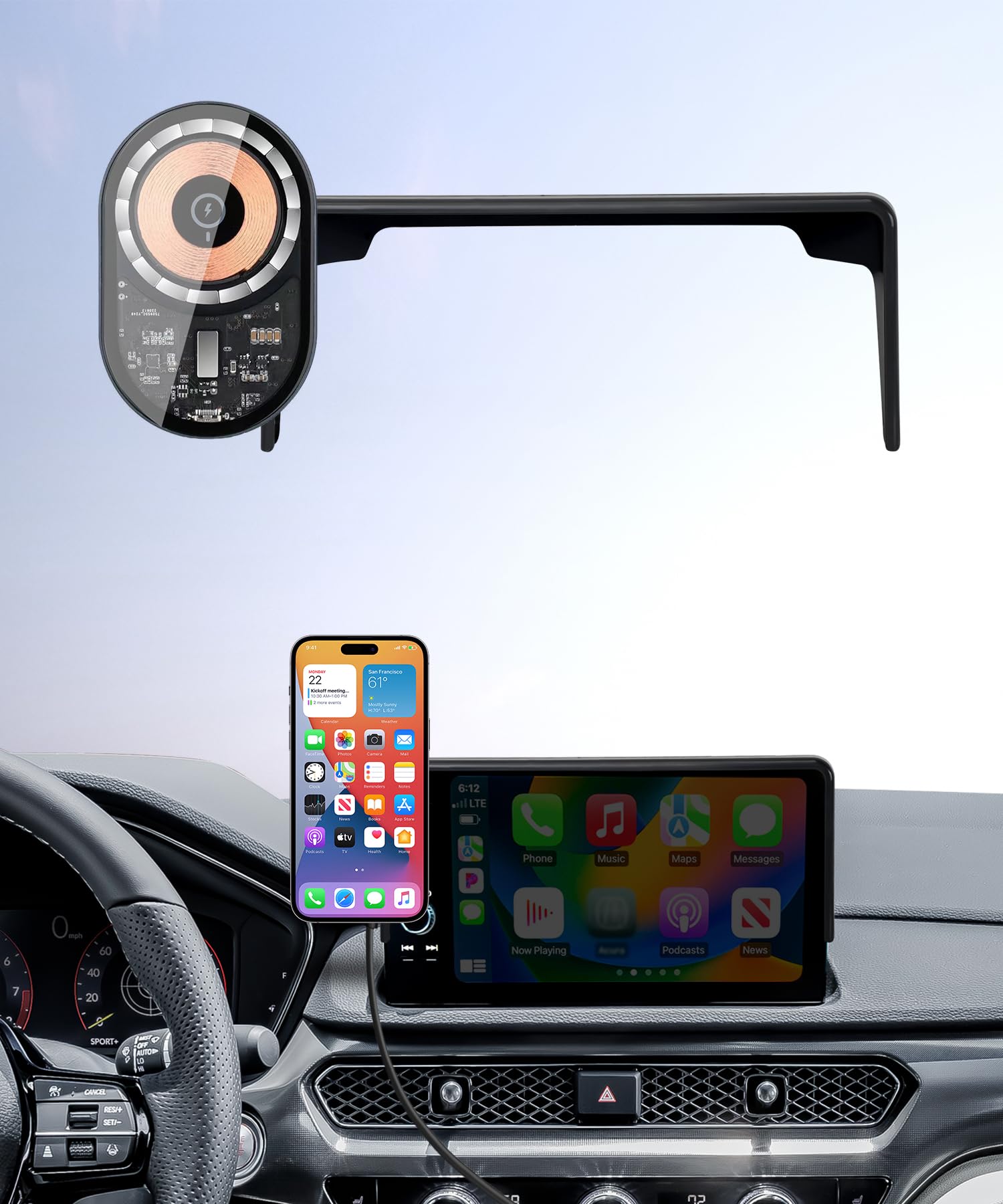 Masergogo Wireless Charging car Phone Holder for Acura Integra 2023-2025 Integra Type S 2024 2025/ADX 2025 Accessories 7/9 inch 