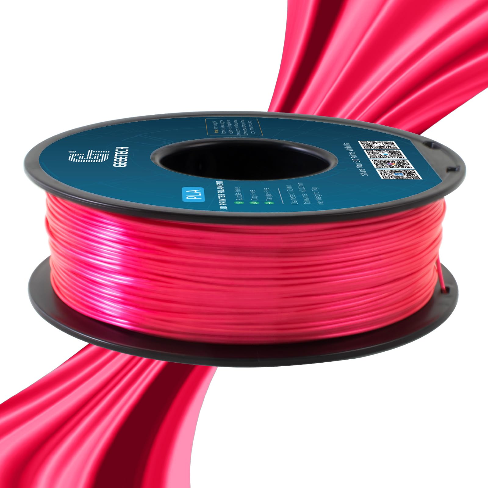 Geeetech Silk Pla Filament 1.75Mm For 3D Printer, Metal Like Shiny Consumable 1Kg (2.2Lbs) 1 Spool, Dimensional Accuracy +/  0.0