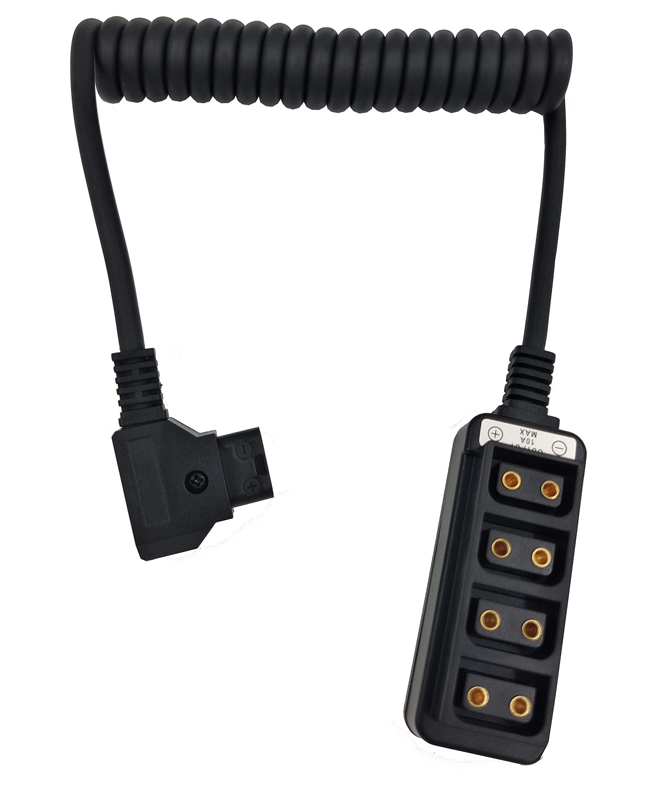D Tap Male To 4 Port Female Splitter Power Cable Hub Connector Suitable For Anton Bauer V Mount Arri Red Camera Tilta Steadicam Idx Battery, Coiled Cable For D Tap Outputs, Length 40Inch