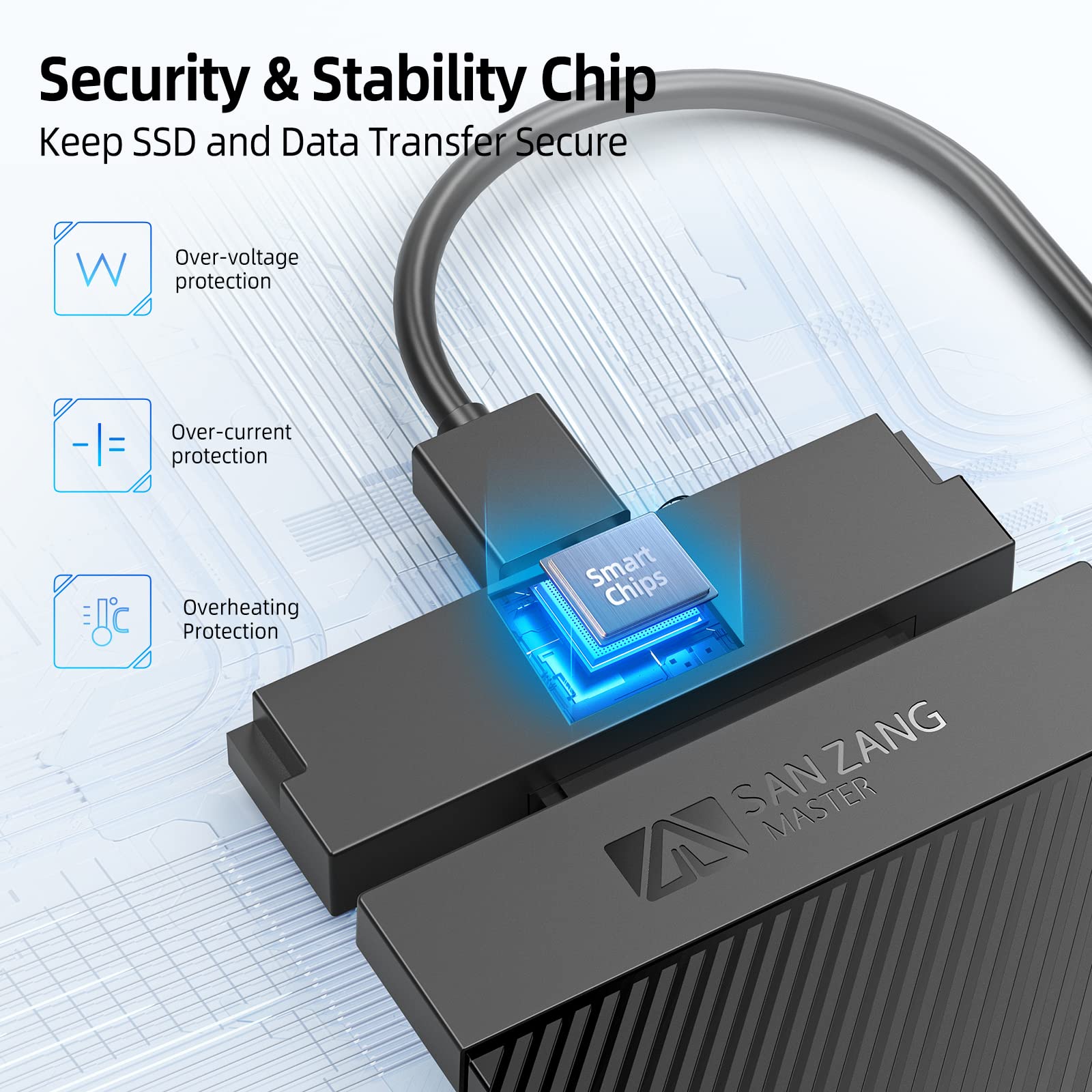 SAN ZANG MASTER 2.5 Inch Hard Drive Enclosure USB 3.1 Gen 1 to SATA III 6Gbps UASP Trim USB-C Black