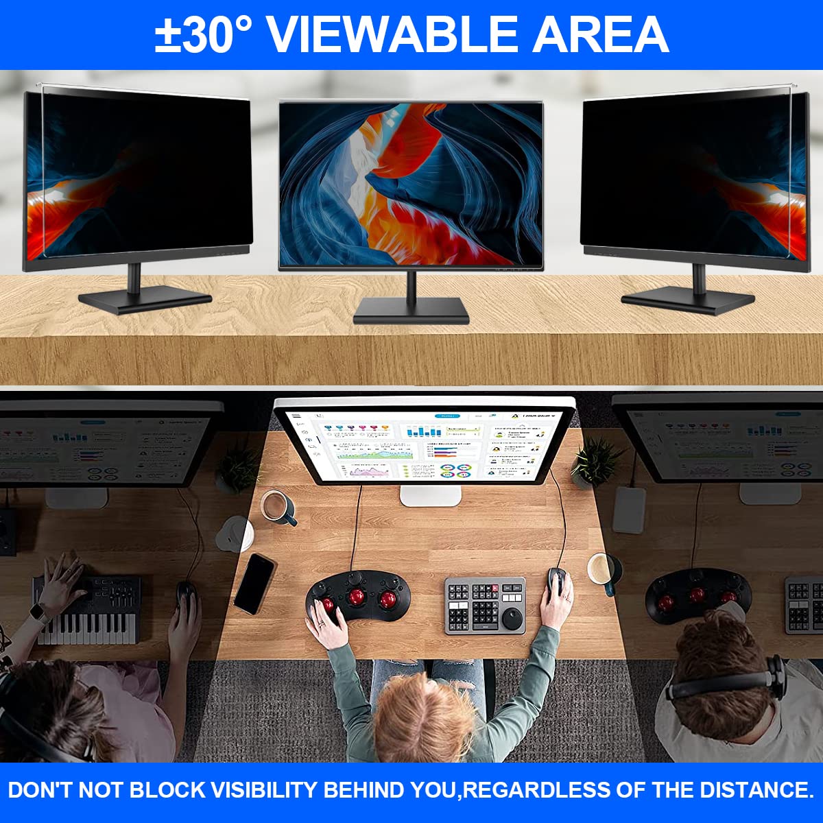 Gudteke Computer Privacy Screen Filter 27'' Hanging Privacy Screen Protector Compatible Widescreen Computer Monitor With Aspect