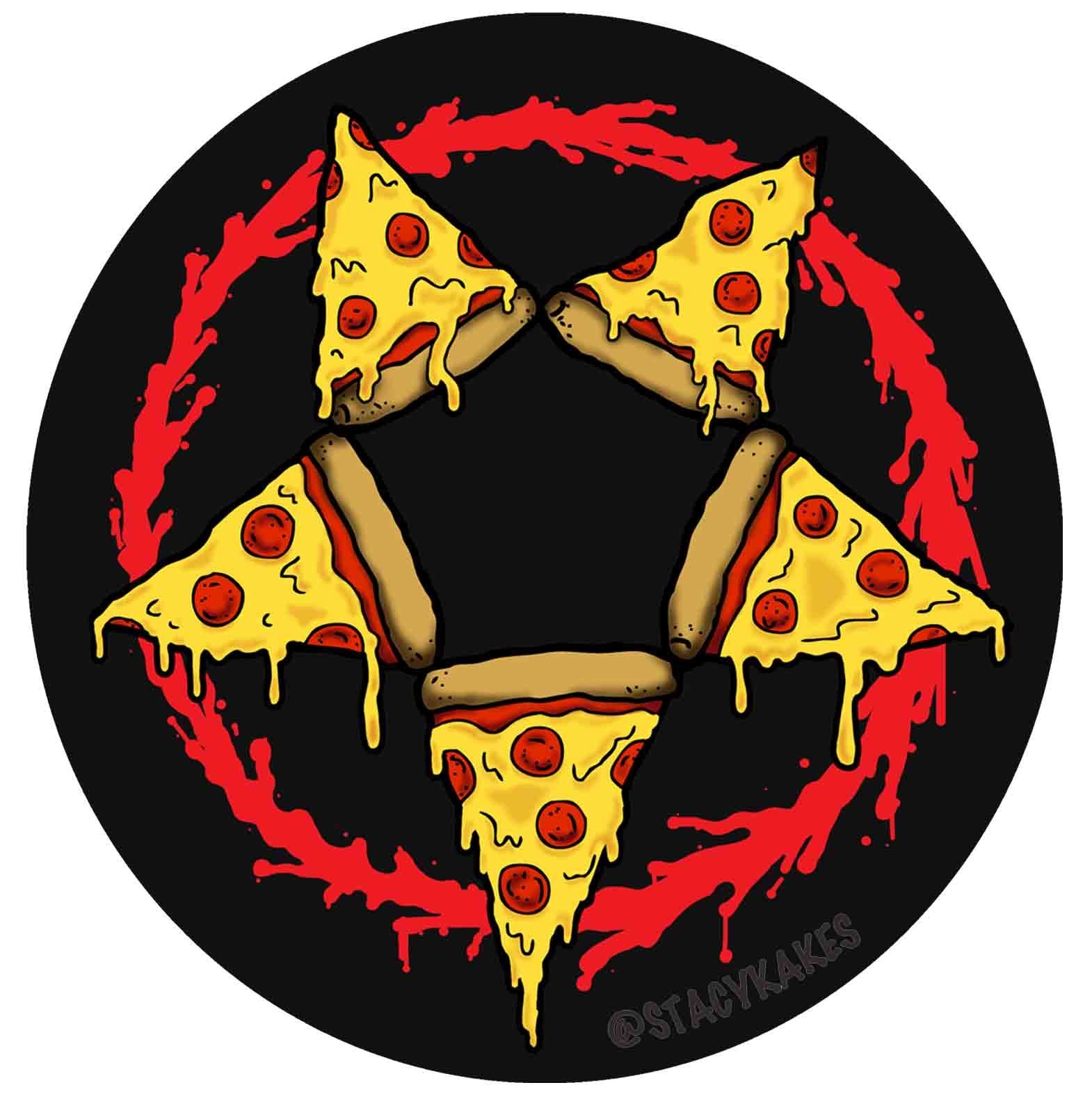 Pizza Pentagram Decal  For Cars, Laptops, And More!   Use Inside Or Outside   Sicks To Any Flat Smooth Surface