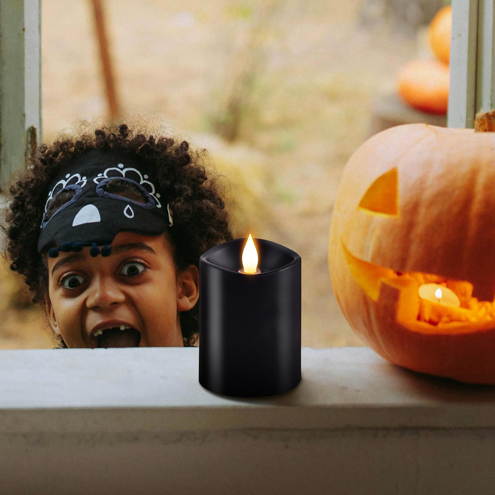 Milysoek 3X4 Flickering Flameless Candles Set Of 1,Real Wax Pillar Led Candles Flickering,With Timer,4 Inch Flameless Candles Wi