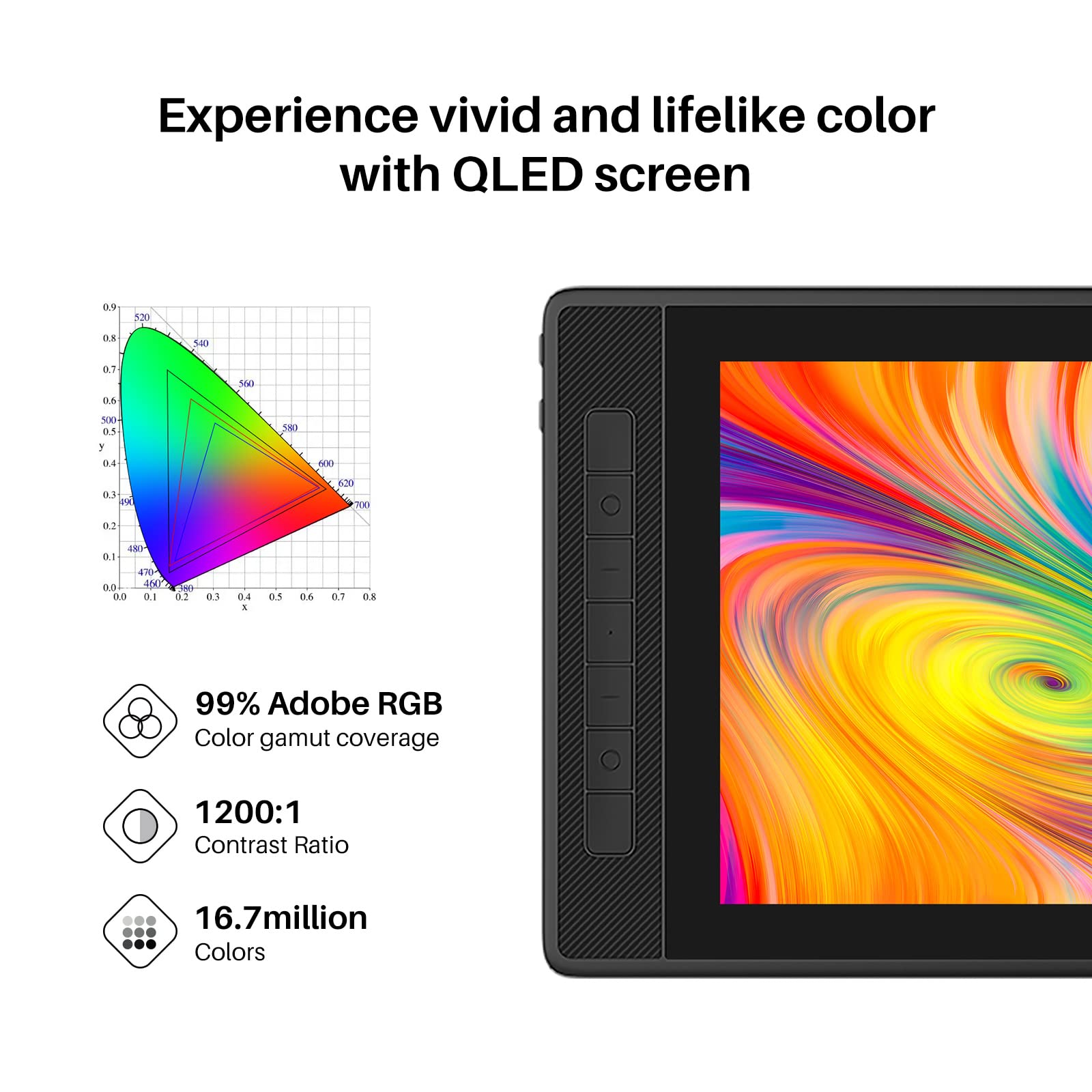 Huion Kamvas Pro 13 2.5K Qhd Graphics Monitor Drawing Tablet With Screen Qled Full Lamination Battery-Free Stylus Pw517 For Wind
