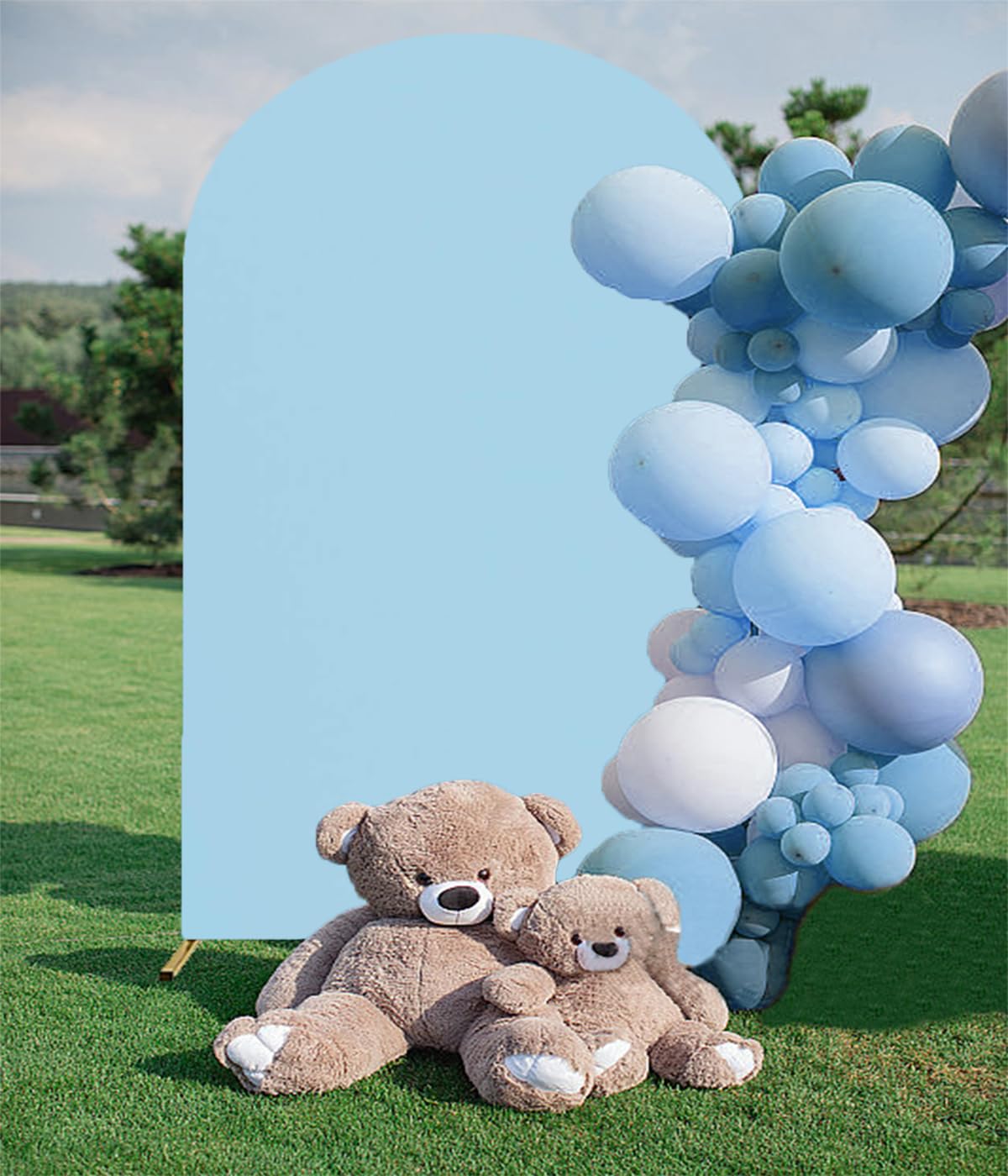 Spandex Fitted Baby Blue 7.2Ft Arch Backdrop Cover   Jkdmjf Round Top Chiara Backdrop Cover For Wedding Birthday Party Engagemen