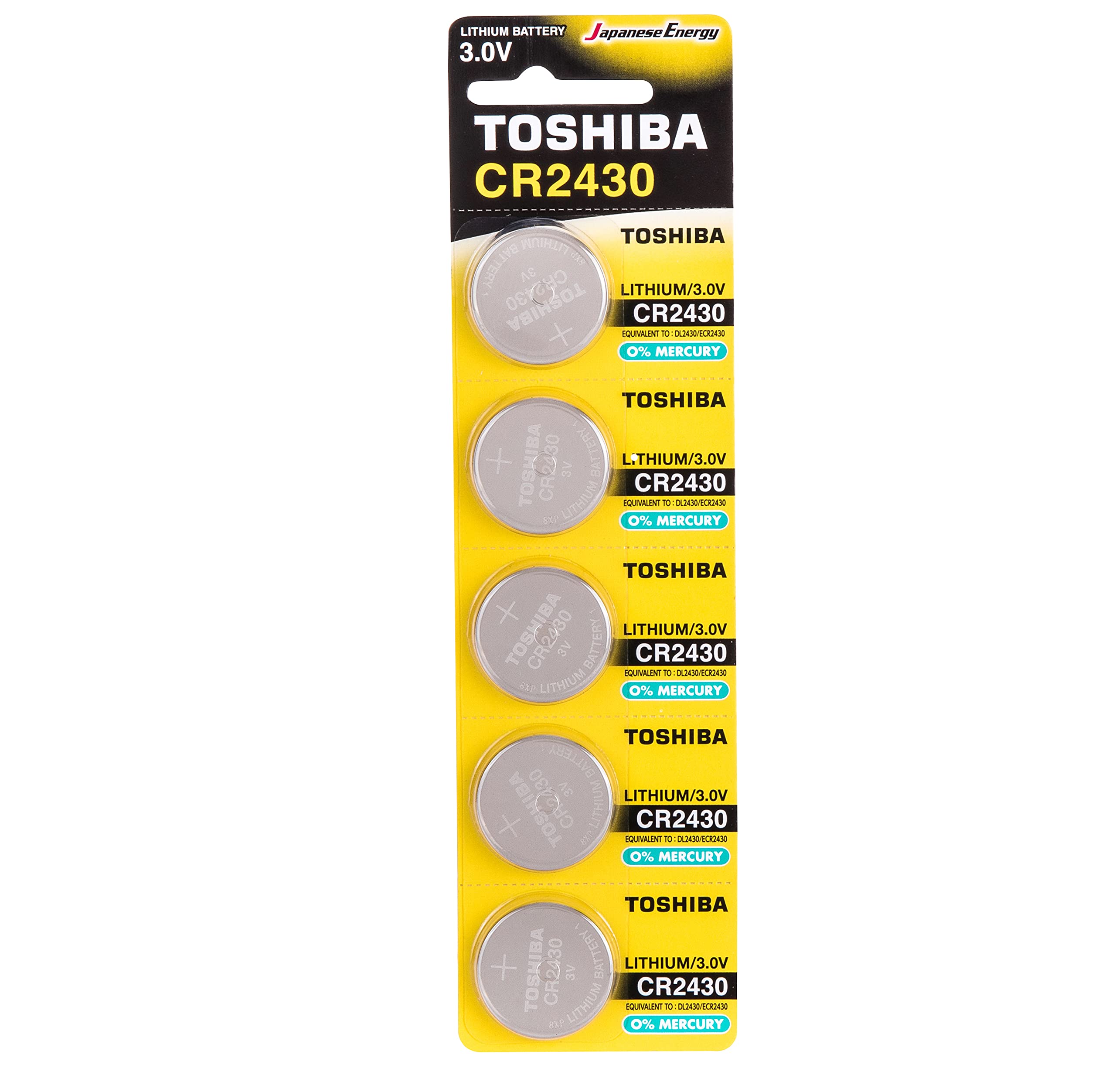 Toshiba Cr2430 3V Lithium Coin Cell Battery Pack Of 5