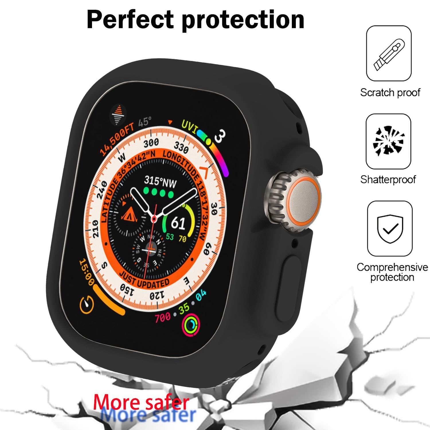Botomall Compatible With Apple Watch Bumper Case Ultra 2 / Ultra 49Mm Soft Flexible Tpu Thin Lightweight Protective Cover For Iw