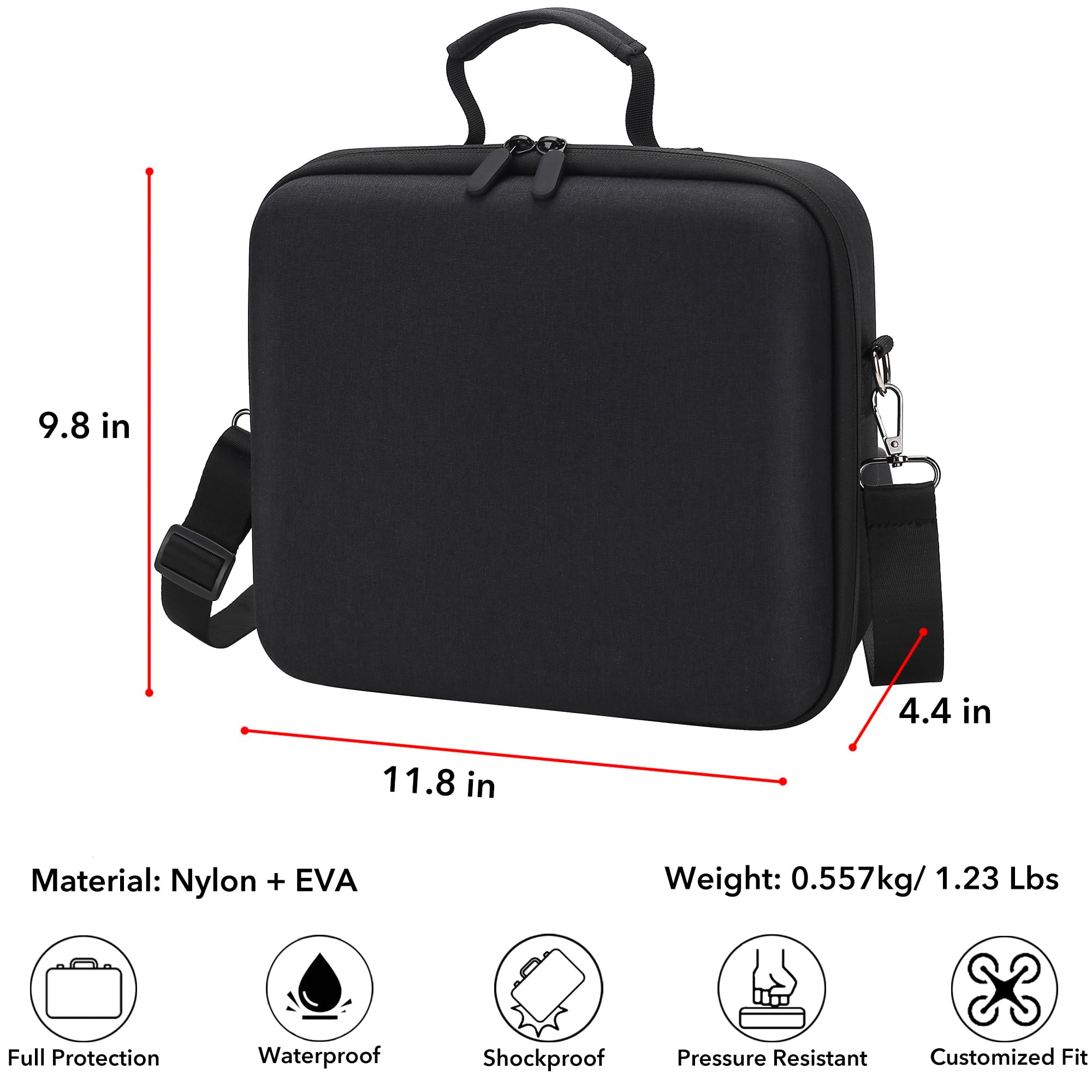 Ponyrc Rs 3 Mini Case, Waterproof Storage Shoulder Bag Travel Carrying Case For Dji Rs 3 Mini/Rs 3 Mini Creator Combo,3 Axis Gim