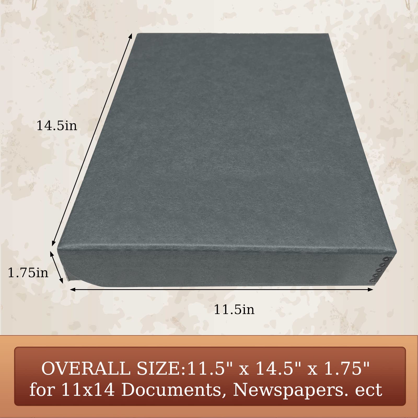 Golden State Art, Archival Folio Storage Box 11X14, Clamshell Design With Metal Edge, Preserve And Store Photos Documents Cards Prints Arts And Crafts Diy, Gray, Pack Of 2