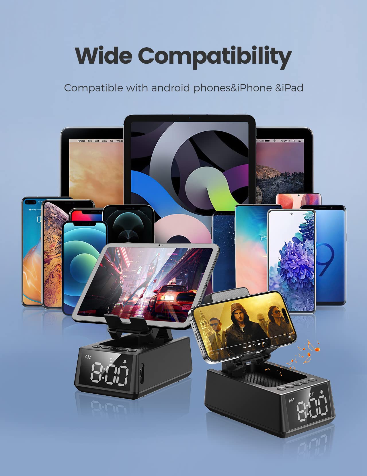 Birthday Gifts For Men Women, Cell Phone Stand Bluetooth Speaker With Anti Slip Base, Hd Surround Sound, Cool Multi Functional G