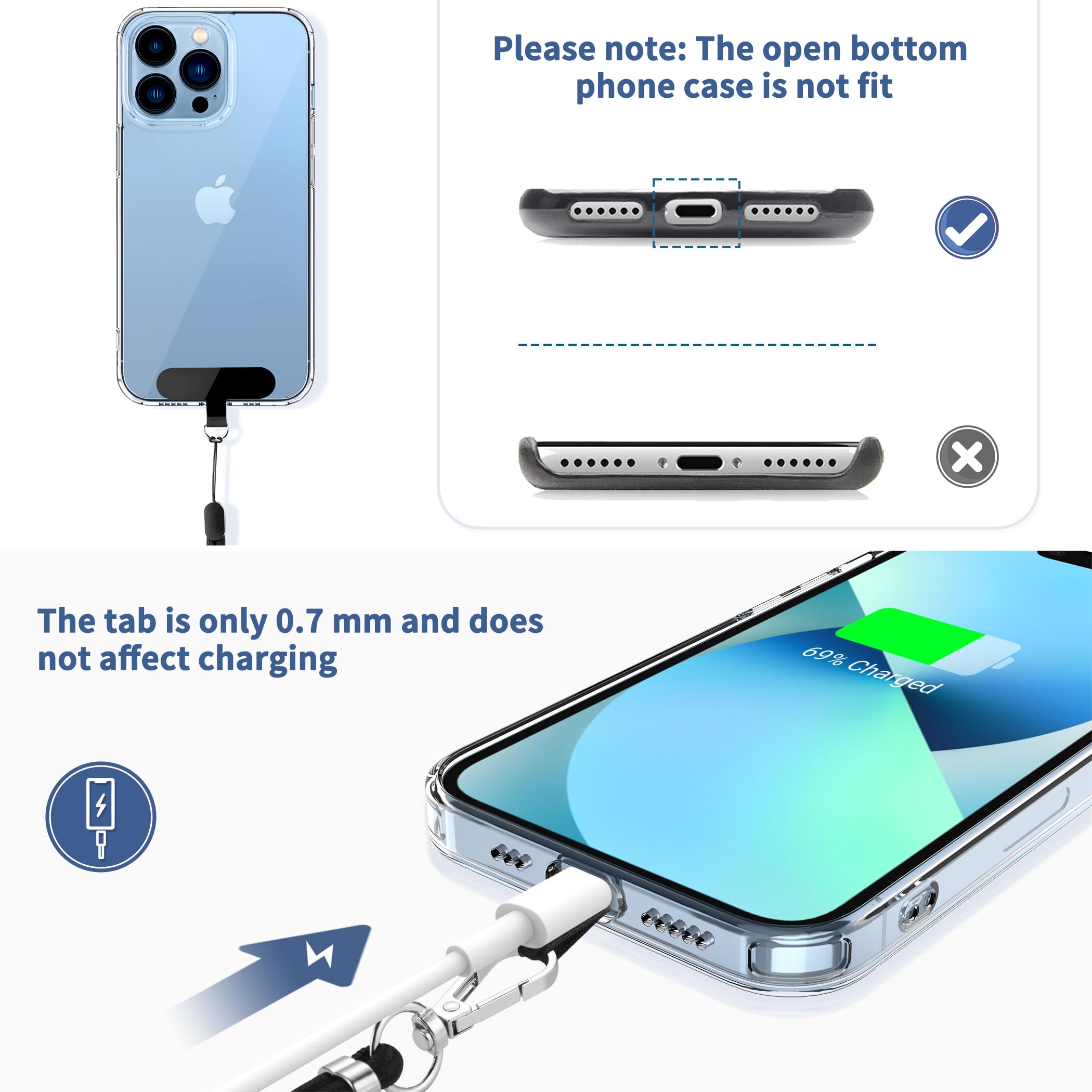 Cacoe Cell Phone Lanyard 2 Pack 1   Adjustable Neck Strap,1   Wrist Strap,2   Pads,Universal Crossbody,Multifuctional Compatible