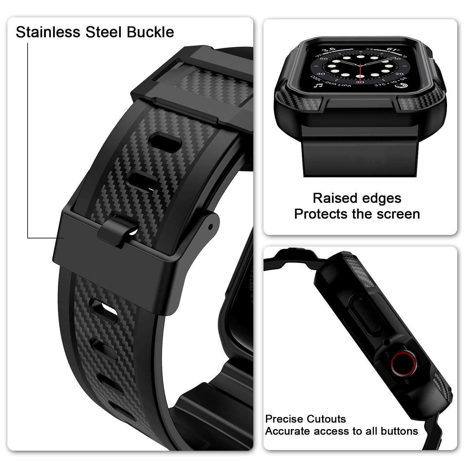 Orobay Compatible With Apple Watch Band 46Mm Series 10 With Case, Shockproof Rugged Band Strap For Iwatch Series 10 46Mm With Bu