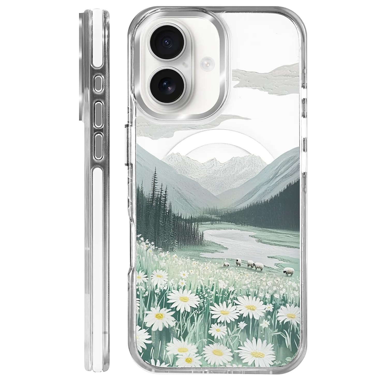 casesok for iPhone 16 Case Compatible with Magsafe,Clear Aesthetic Design Cute for Girls Women,Anti-Drop Protective Hard Phone C