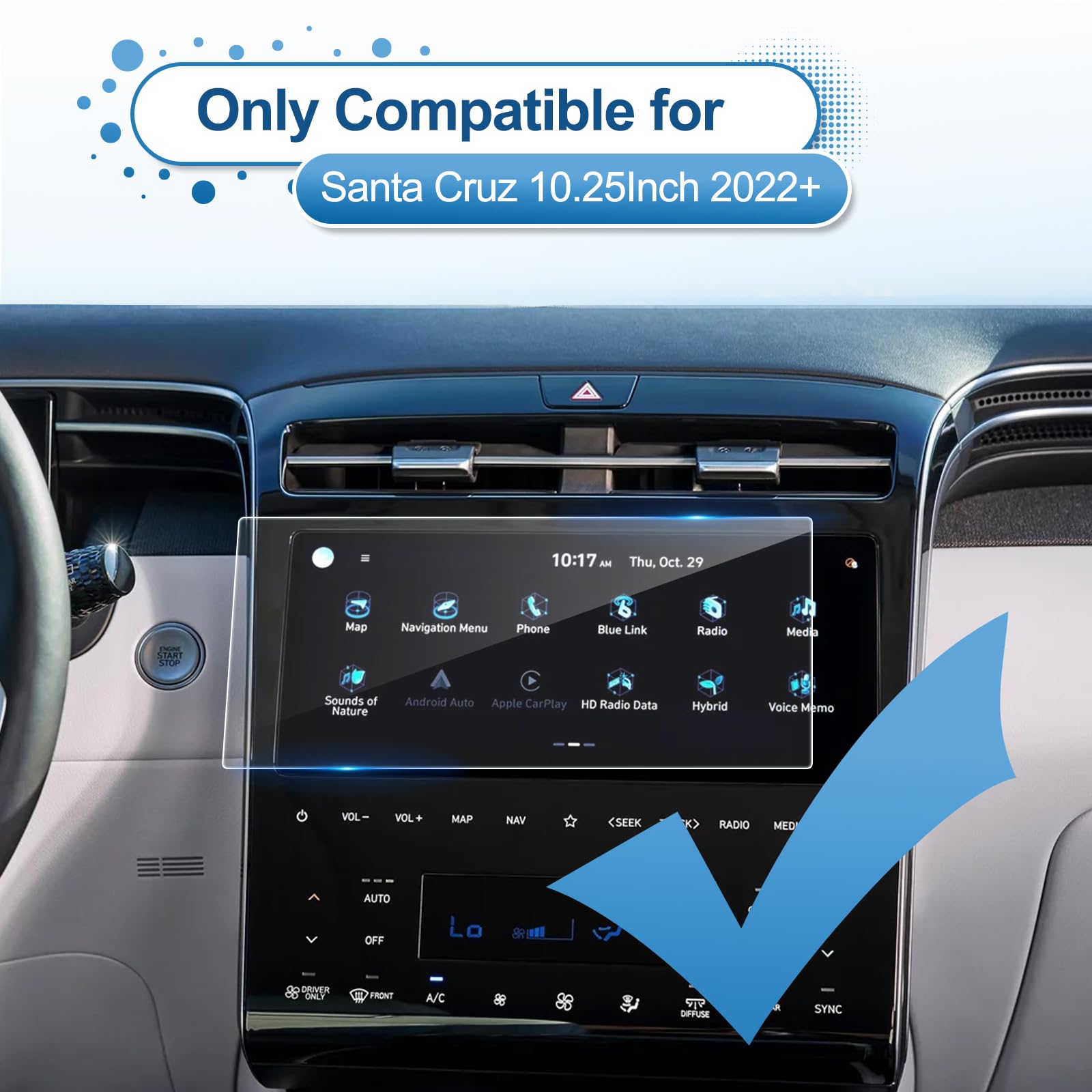 Coleya 2022 2024 Santa Cruz Screen Protector, For 2024 Santa Cruz (Sel,Night,Xrt,Limited)/ 2023 (Sel,Sel Premium,Limited)/ 2022