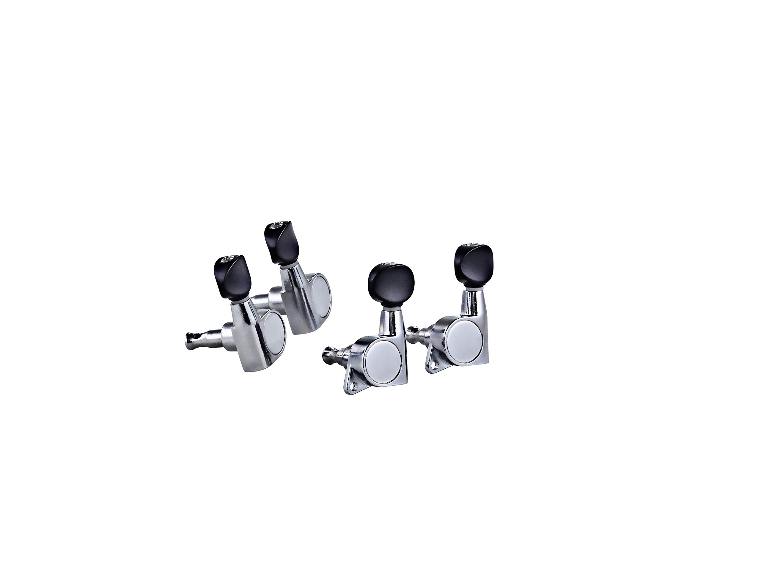 Ortega Guitars Sealed Ukulele Tuning Machines 2L X 2R W/Chrome Base & Black Buttons (Otmukstd Cr)