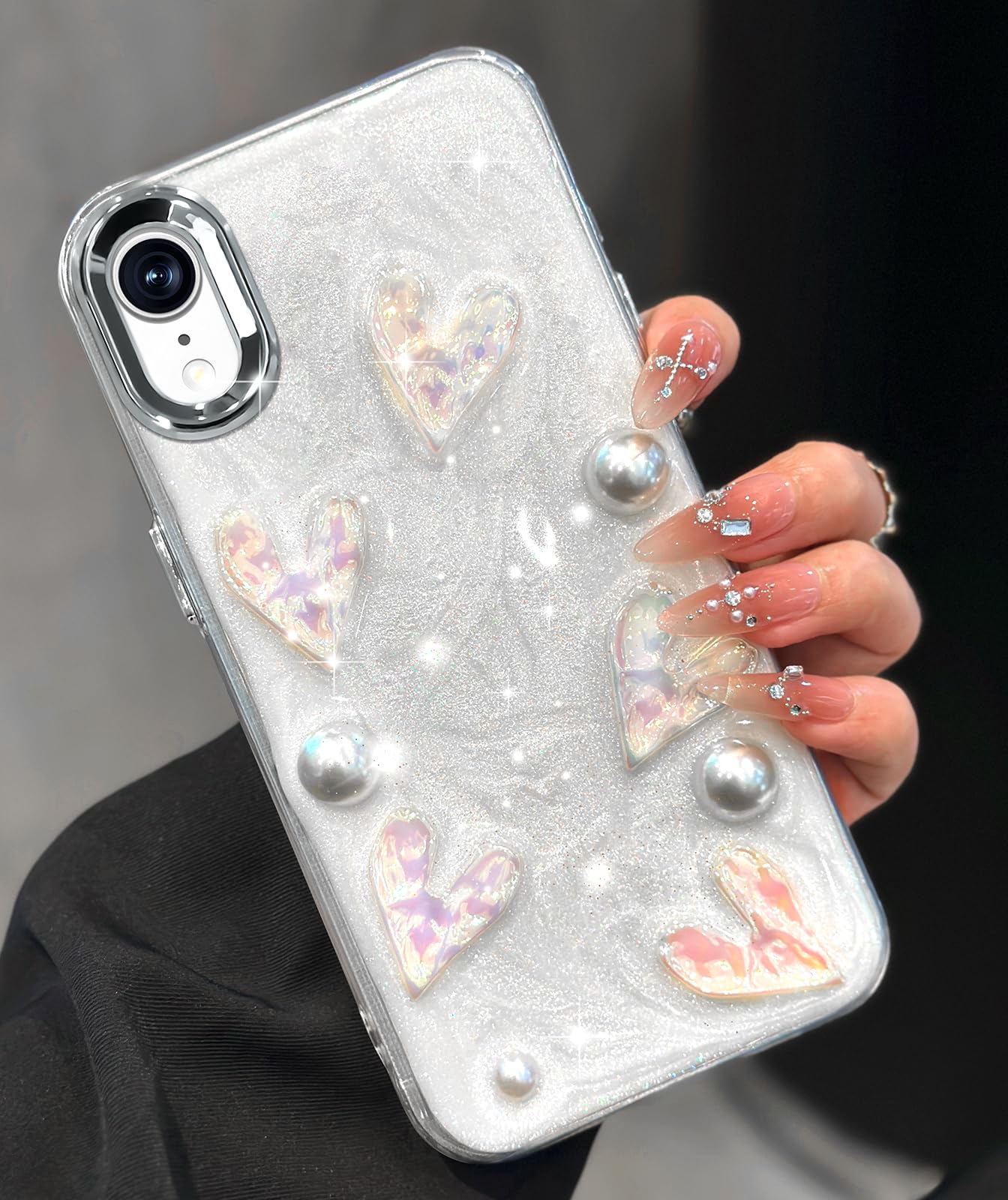 Toycamp for iPhone Xr Case Cute - Women Girly Girls Glitter Phone Cover Xr Kawaii Sparkle Bling Shine Aesthetic Pretty Unique Wa