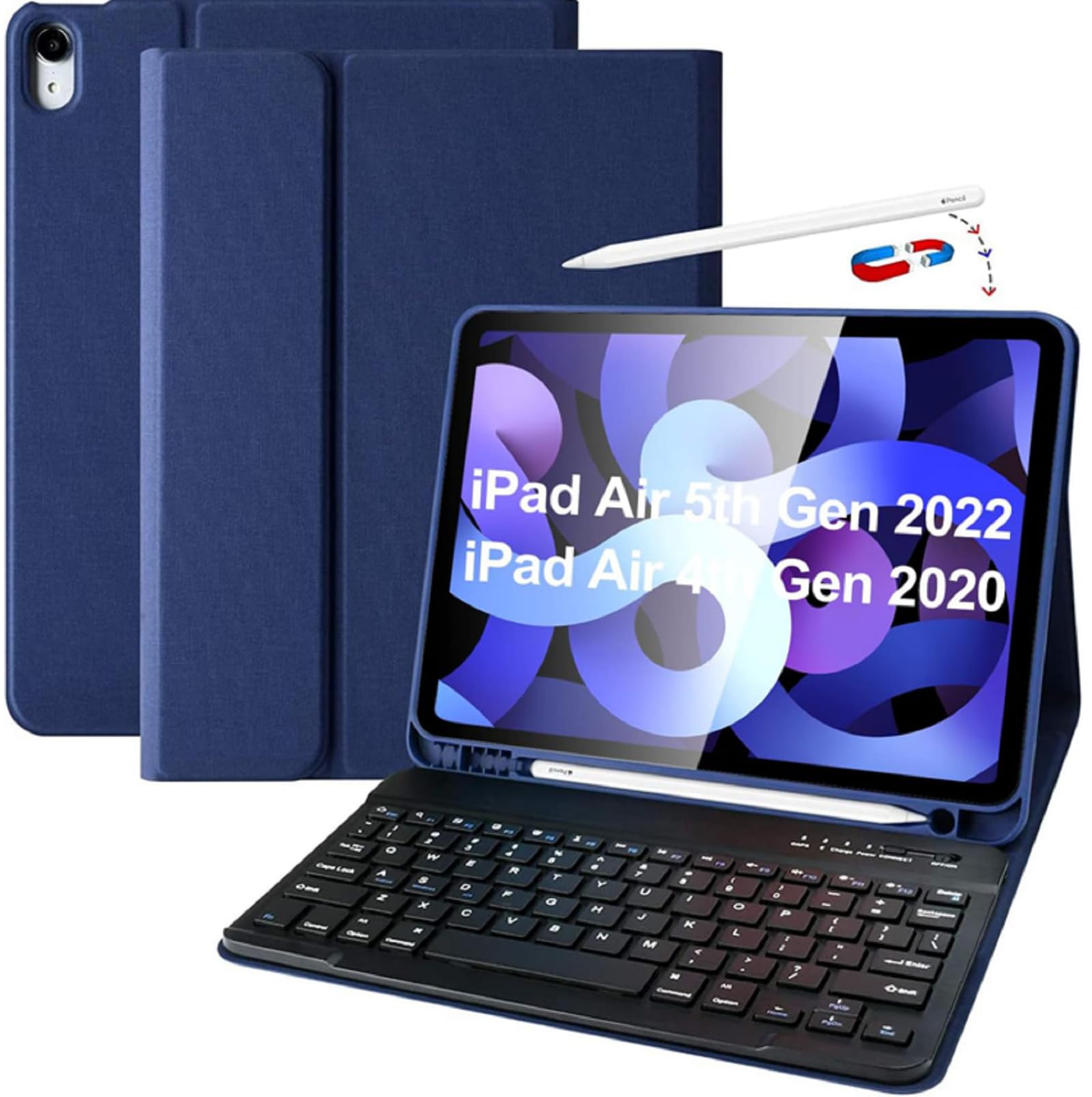 Kbcase For Ipad Air 5Th/4Th Generation Case With Keyboard, Keyboard Case For Ipad Air 11 Inch (M2) 2024/For Ipad Pro 11 2018, De