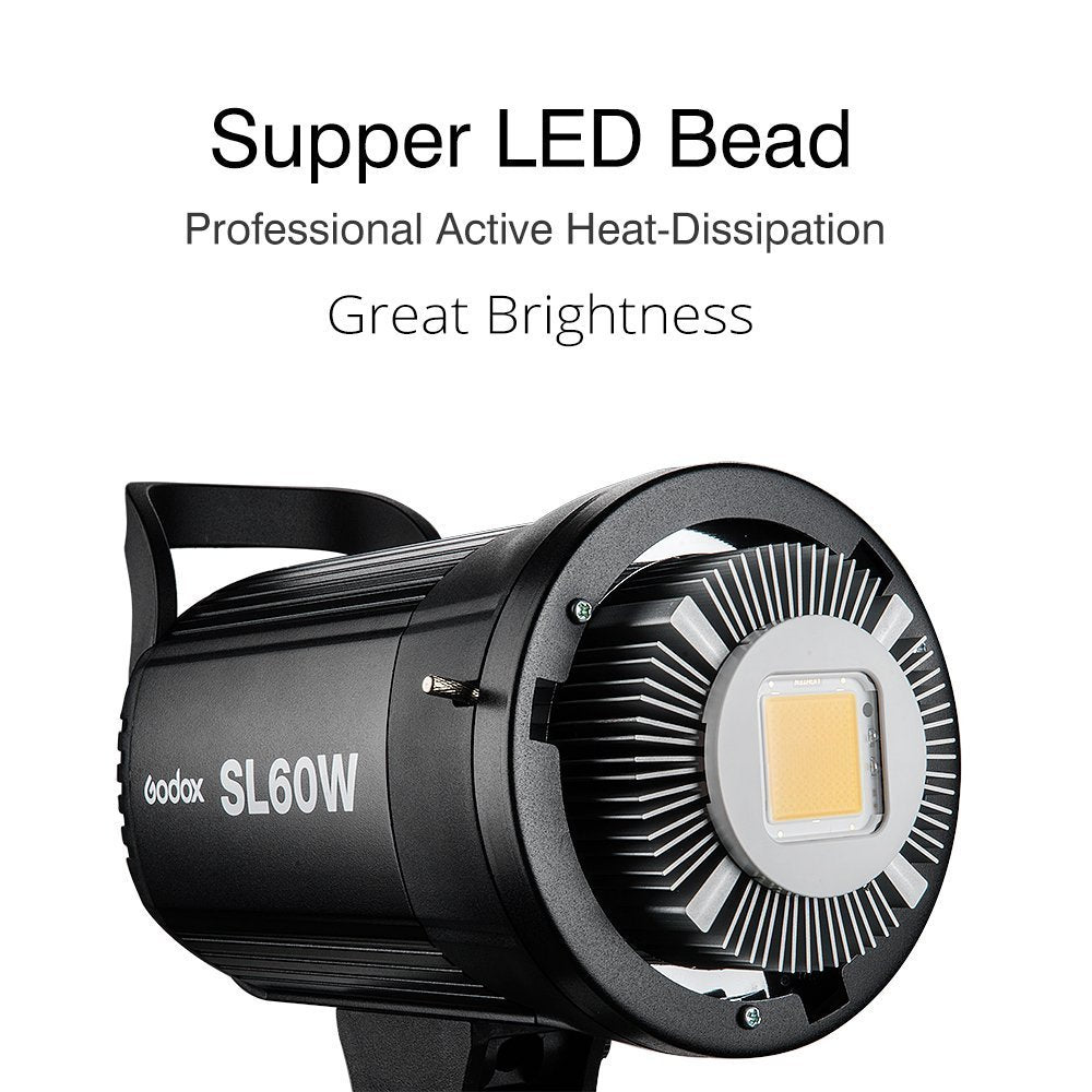 Godox Sl 60W, Upgrade Version Led Video Light,Cri95+ Qa>90 5600300K Bowens Mount Led Continuous Video Light, 433Mhz Grouping Sys