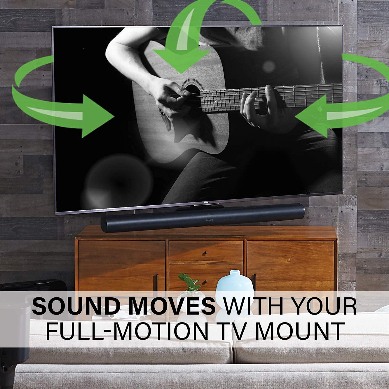Sanus Soundbar Tv Mount Designed For Sonos Arc Sound Bar   Height & Depth Adjustable For Dolby Atmos   Universal Compatibility O