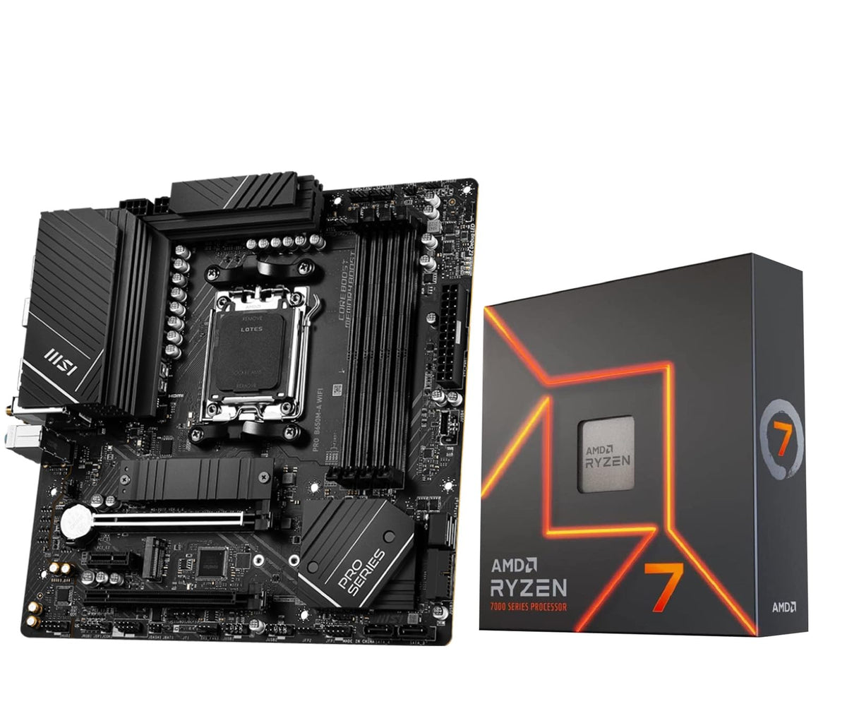 Amd Ryzen 7 7700X Cpu Processor Bundle With Msi Pro B650M A Wifi Proseries Motherboard (Am5, Matx, Ddr5, M.2, Usb 3.2 Gen 2, Wi 