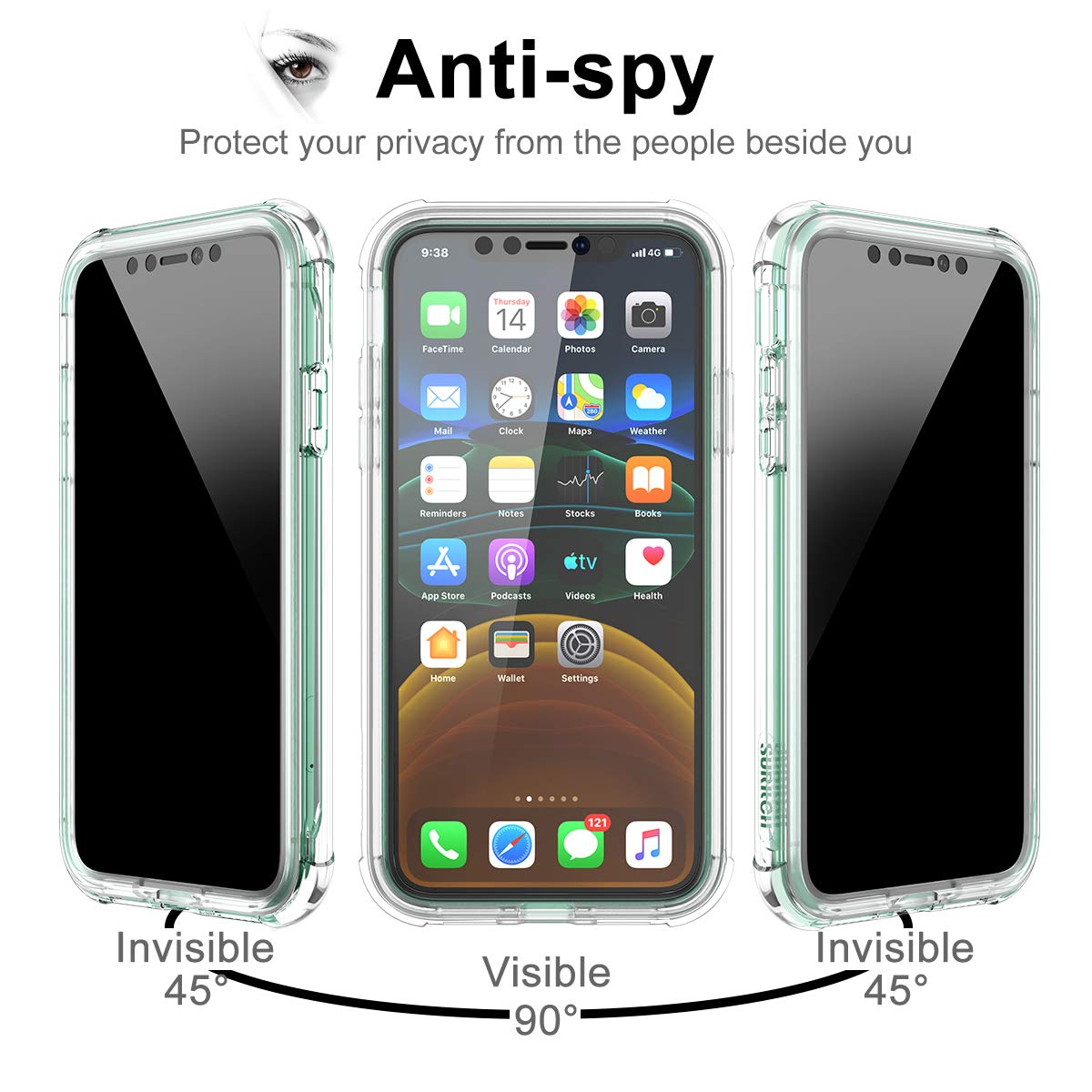 Suritch Clear Case For Iphone 11 (Only) 6.1 Inch, [Privacy Screen Protector] Full Body Protective Shockproof Rugged Bumper Phone