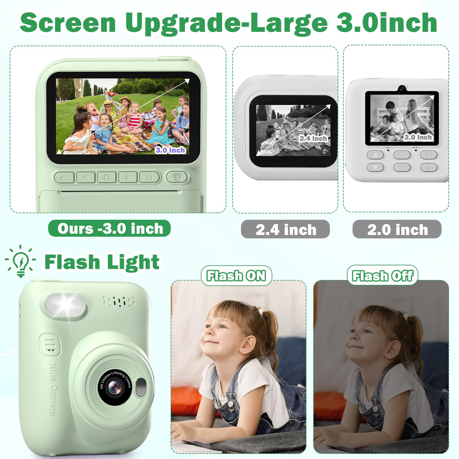 Kids Camera Instant Print, 1080P Video Kids Digital Camera With Print Paper, Birthday Gifts For Girls Boys, Toddler Camera For 3
