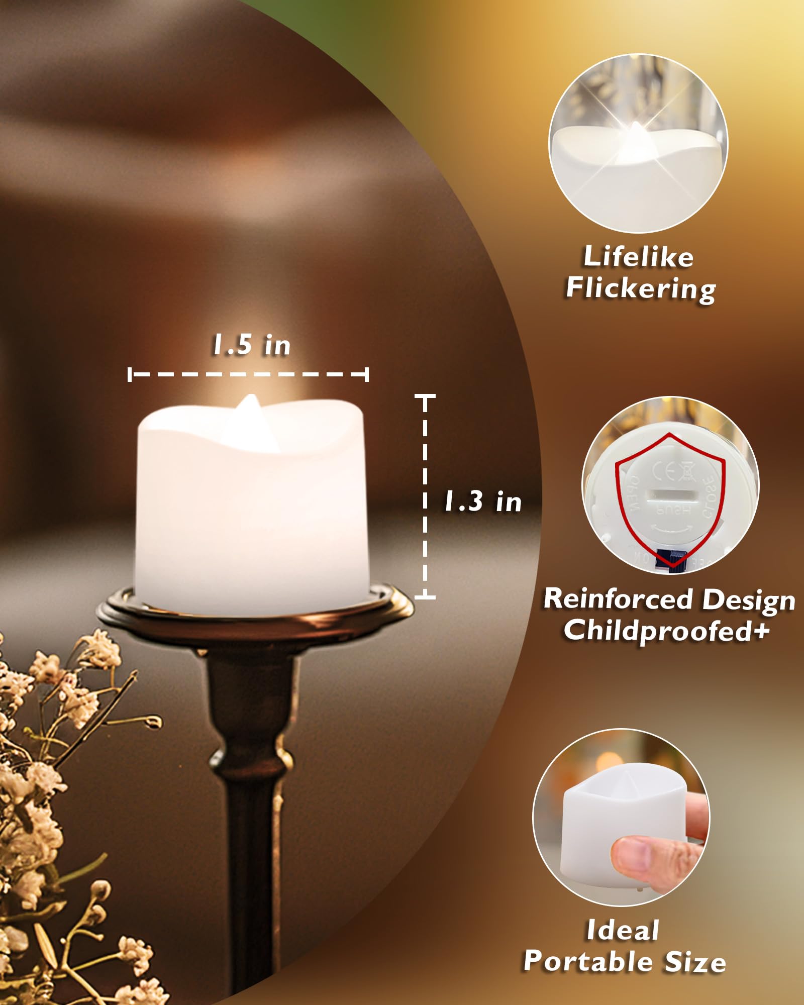 Homemory Timer Tea Lights Candles Battery Operated Candles With 6H Timer, Auto On Daily, Flameless Led Tealight Votive Candles F