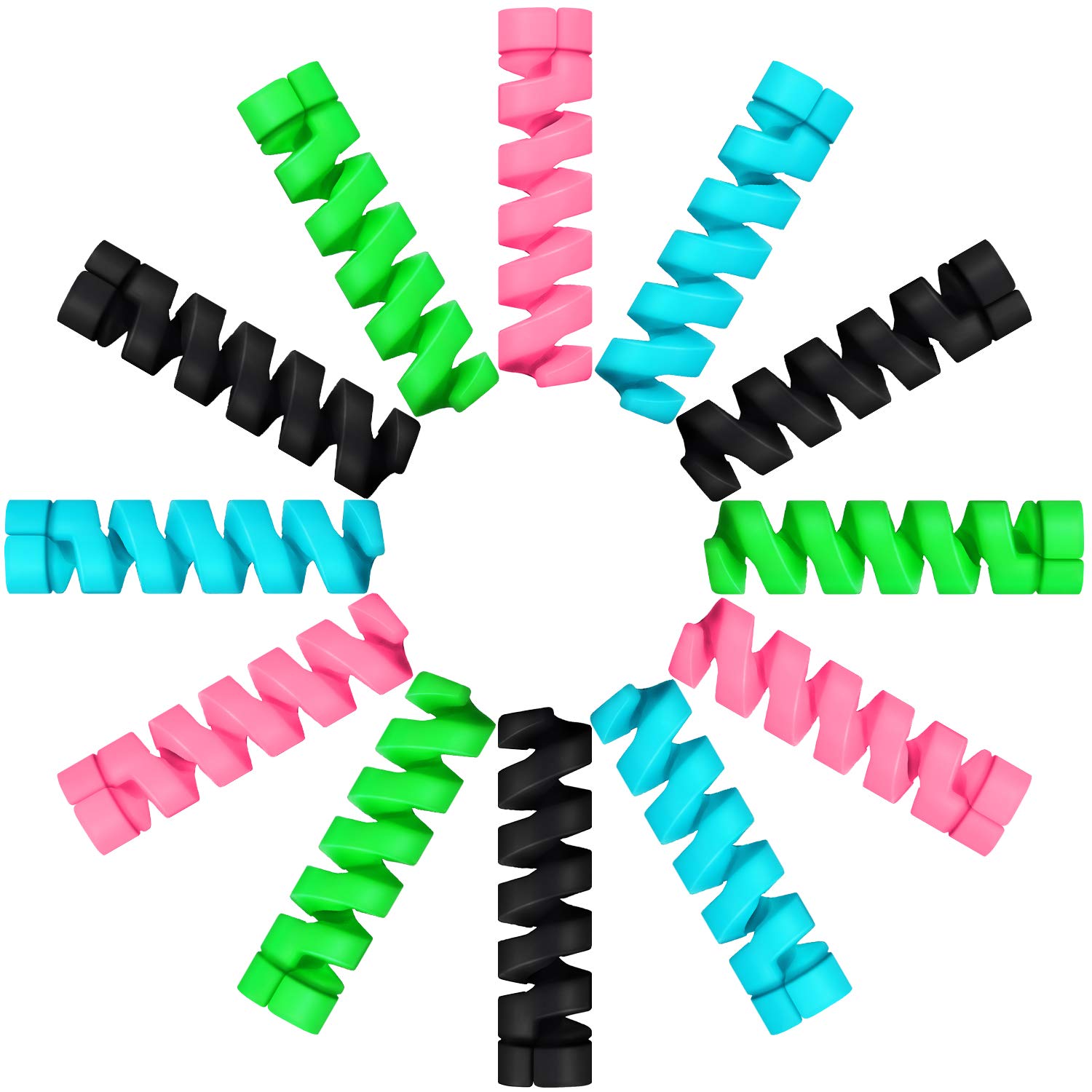 Jetec 24 Pcs Charger Cable Protector,Silicone Flexible Cable Saver,Spiral USB Mouse Wire Protector for Headphone Laptop Earphone
