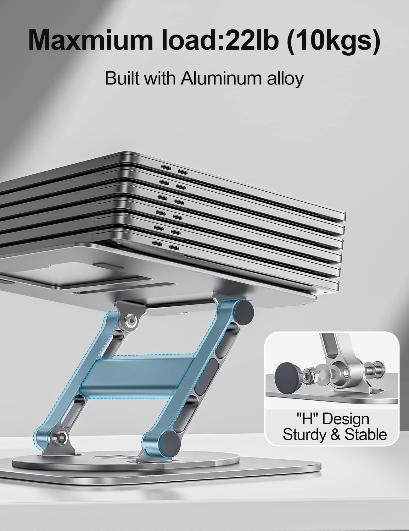 Mchose Laptop Stand, 360 Swivel Aluminum Computer Stand Ergonomic Laptop Riser Notebook Holder Compatible With 17 Inch Macbook A