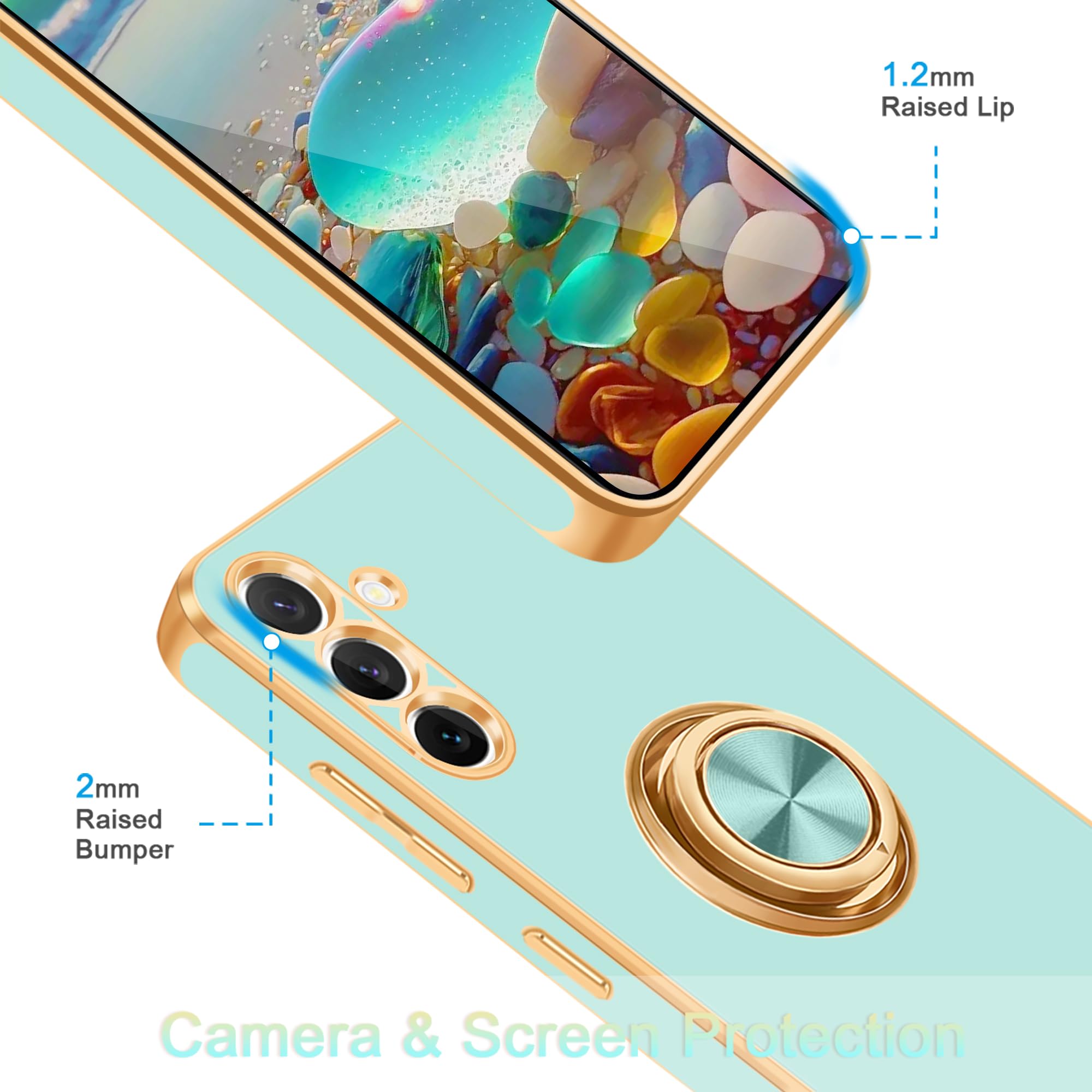 Fingic For Galaxy S23 Fe Case[With 360 Ring Holder][Support Magnetic Car Mount] Cute Kickstand Slim For Women Girl Nonslip Soft