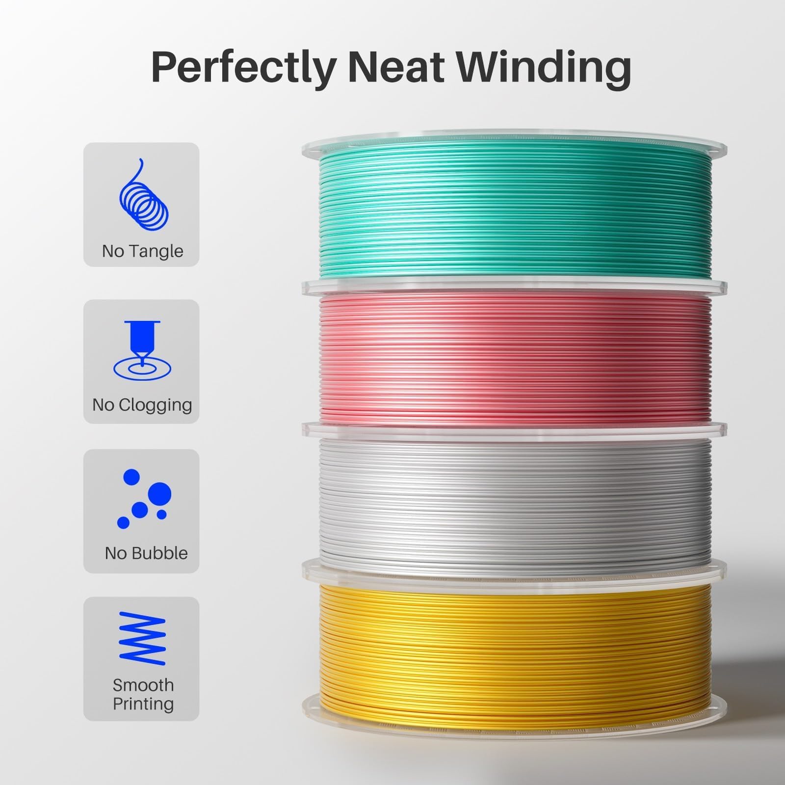 Elegoo Silk Pla Filament Triple Colors Blue Purple Black, Shiny Tri Color 3D Printer Filament 1.75Mm Dimensional Accuracy +/  0.