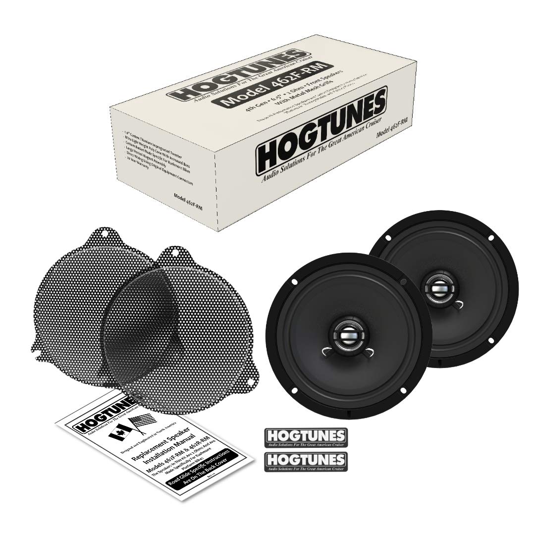 Hogtunes 462F Rm 6.5' Front Speakers With Grills (2 Pack), Fits 2014 Current Harley Davidson Motorcycles