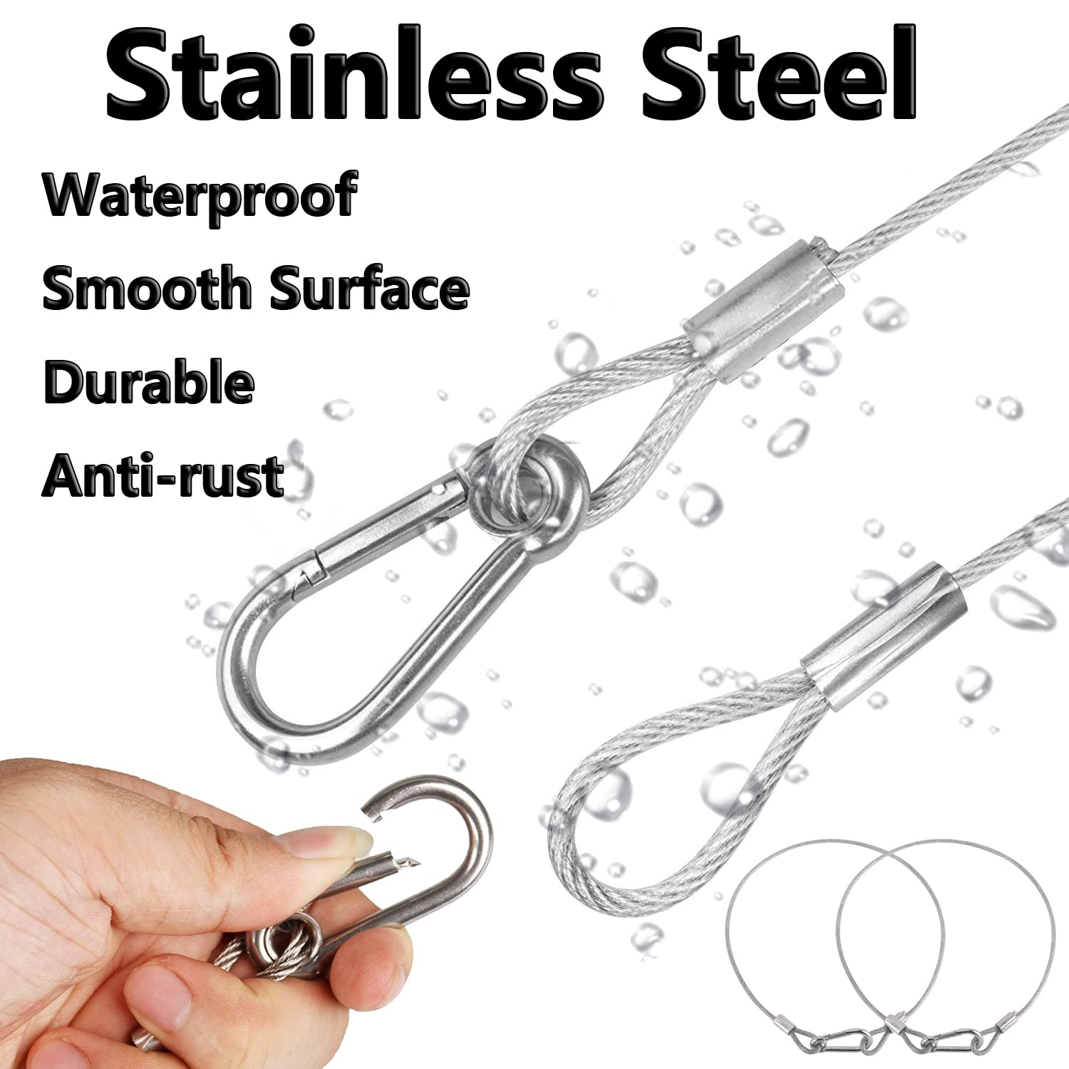 Lsqurel 5 Pack Stage Light Safety Cable Stainless Steel Security Wire For Lighting, Luggage, Garage Goor, Camera