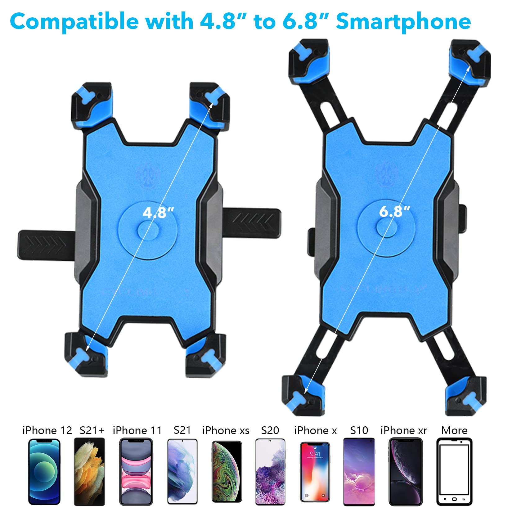 Homeet Motorcycle Phone Mount, Quick Release Motorbike Phone Holder Anti Shake Moped Scooter Rearview Mirror Holder Mount Univer