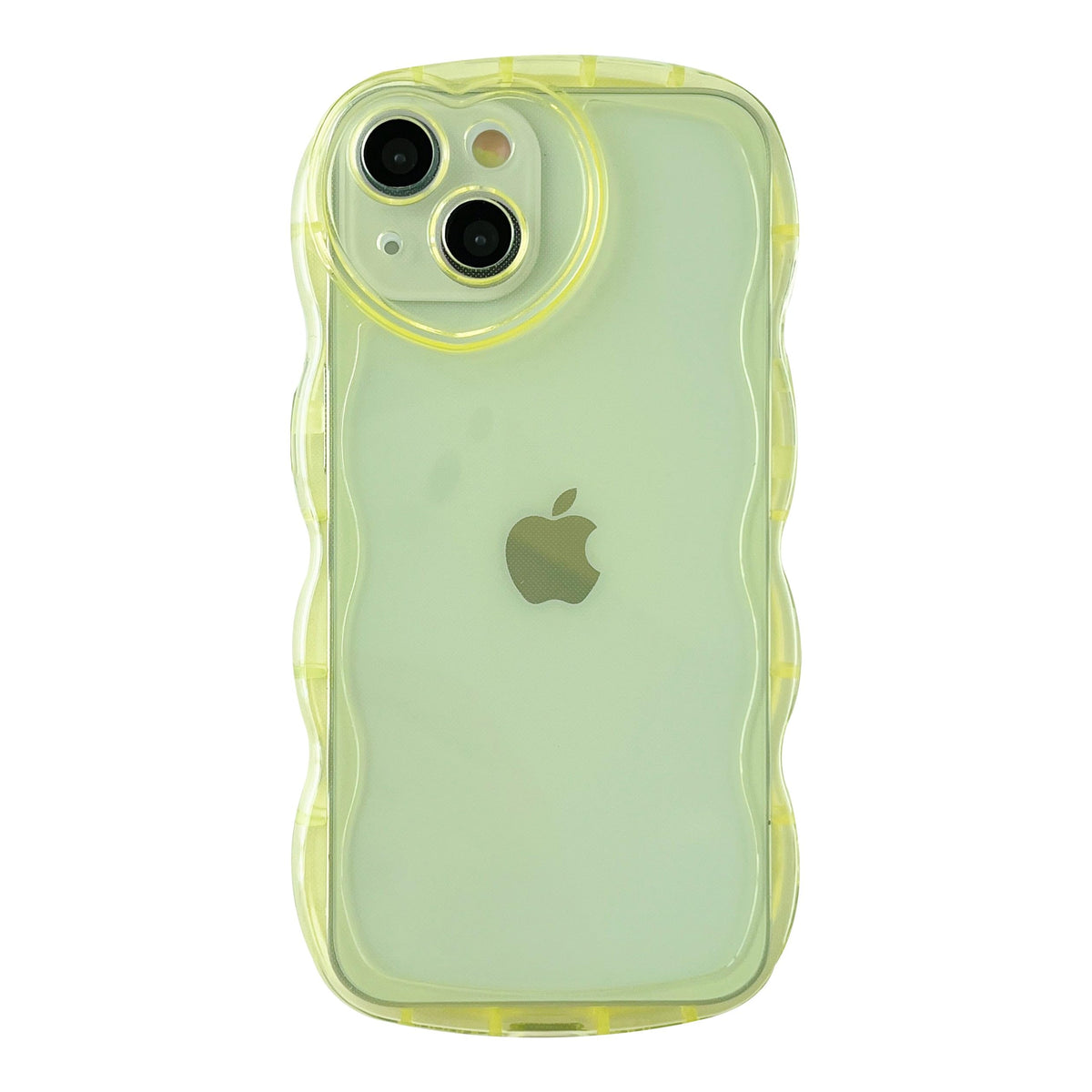 Caseative Curly Wave Shape Love Heart Camera Lens Protection Clear Soft Compatible With Iphone Case (Yellow,Iphone Xs Max)