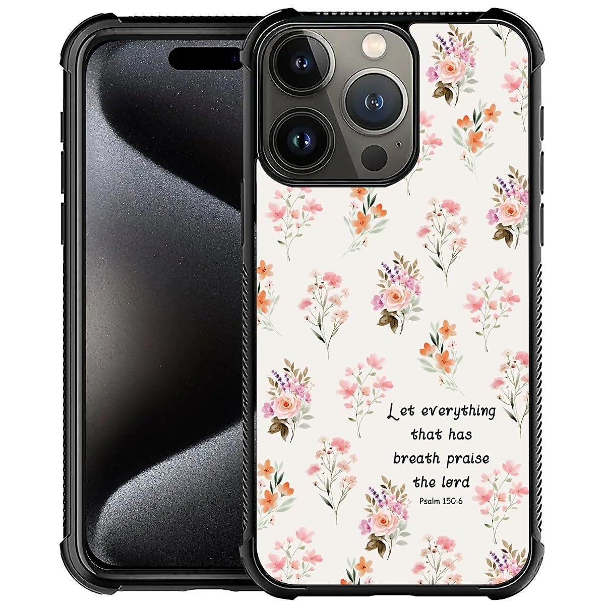 Deaorew for iPhone 16 Pro Case | Classic Slim Cover Design | Flowers Bible Scripture