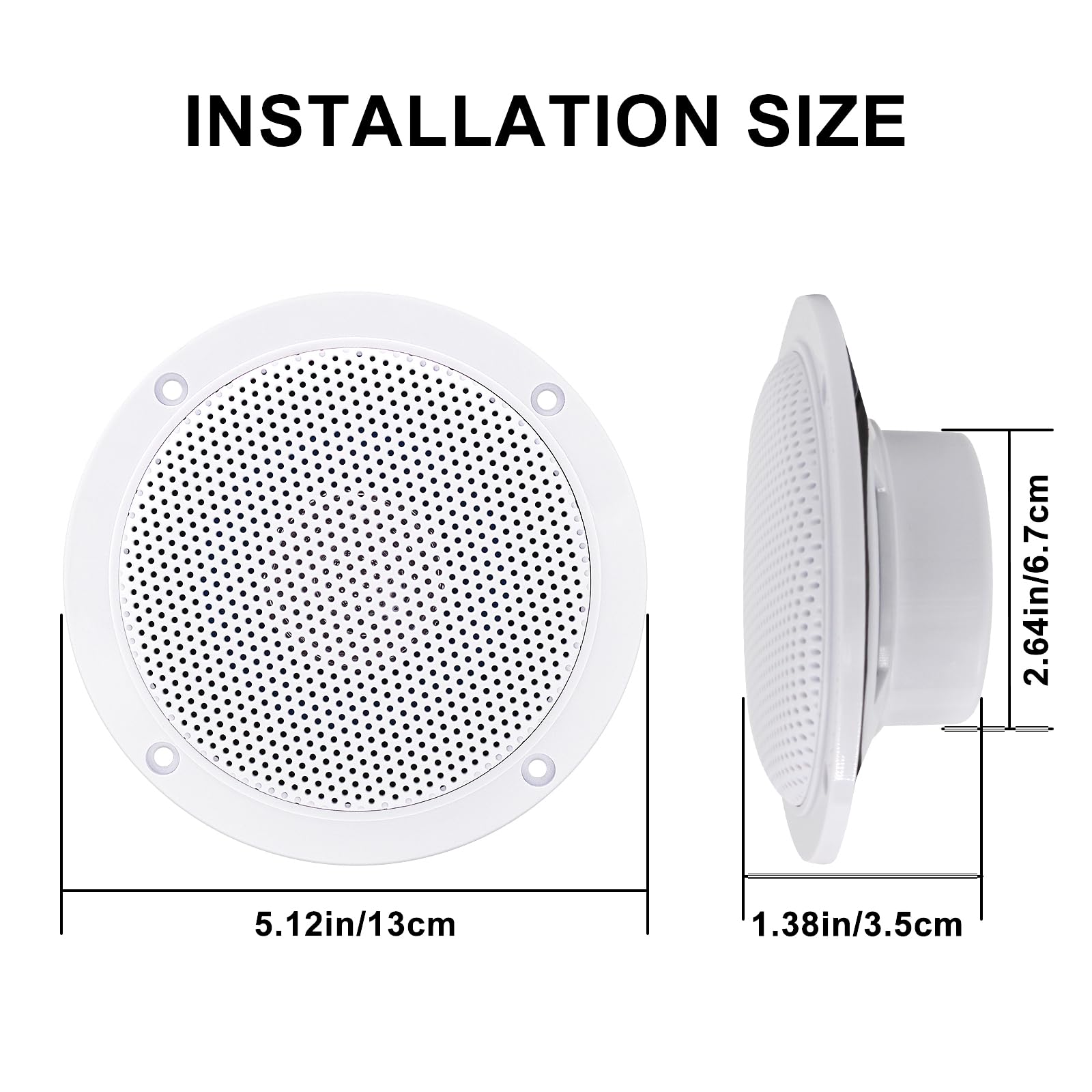 Herdio 4 Inches Waterproof Marine Ceiling Speakers With 160 Watts Power, Handling For Kitchen Bathroom Boat Car Rv Camper Motorc