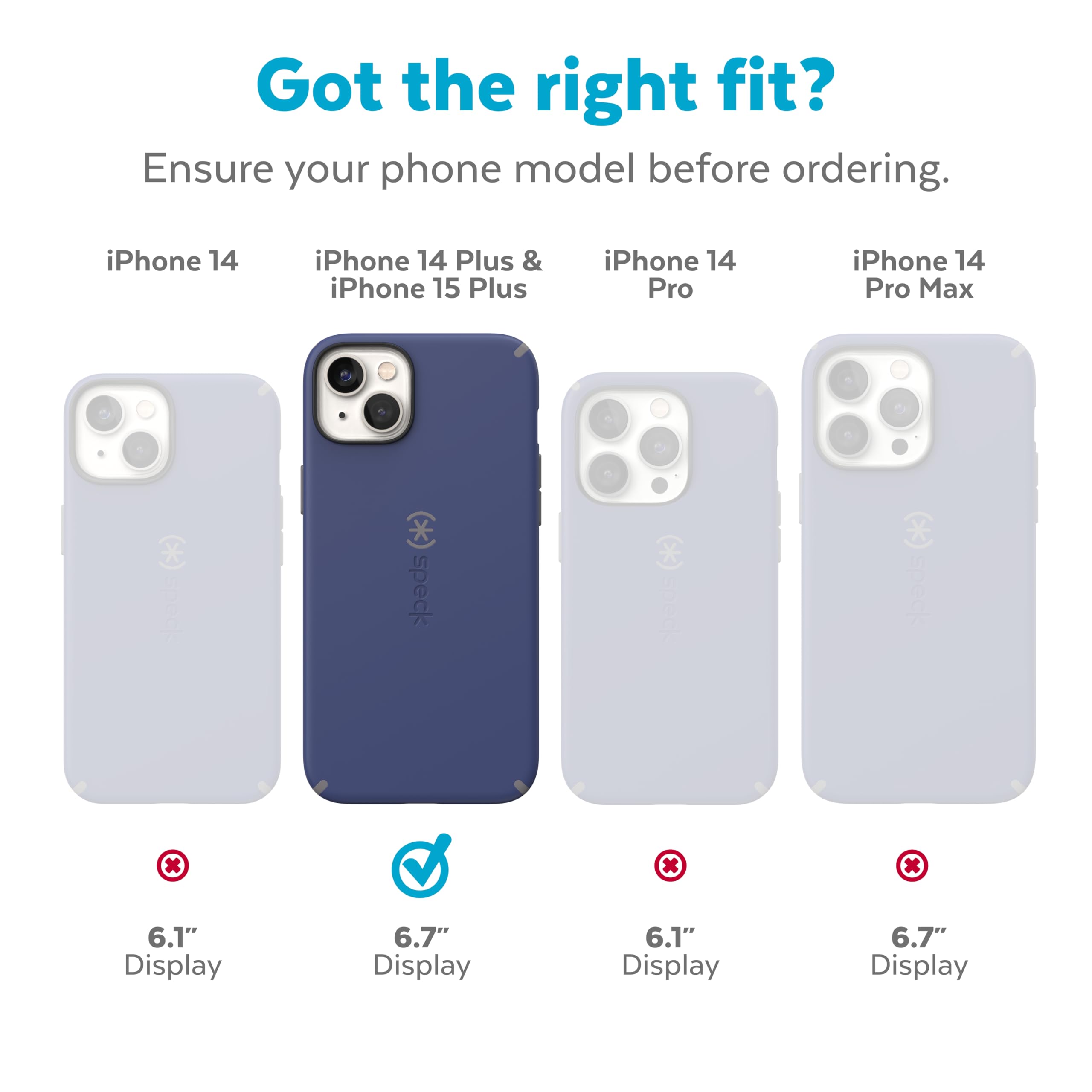 Speck Clear Iphone 15 Plus & 14 Plus Case Drop Protection, Scratch Resistant Dual Layer Slim Phone Case For 6.7 Inch Iphones - A