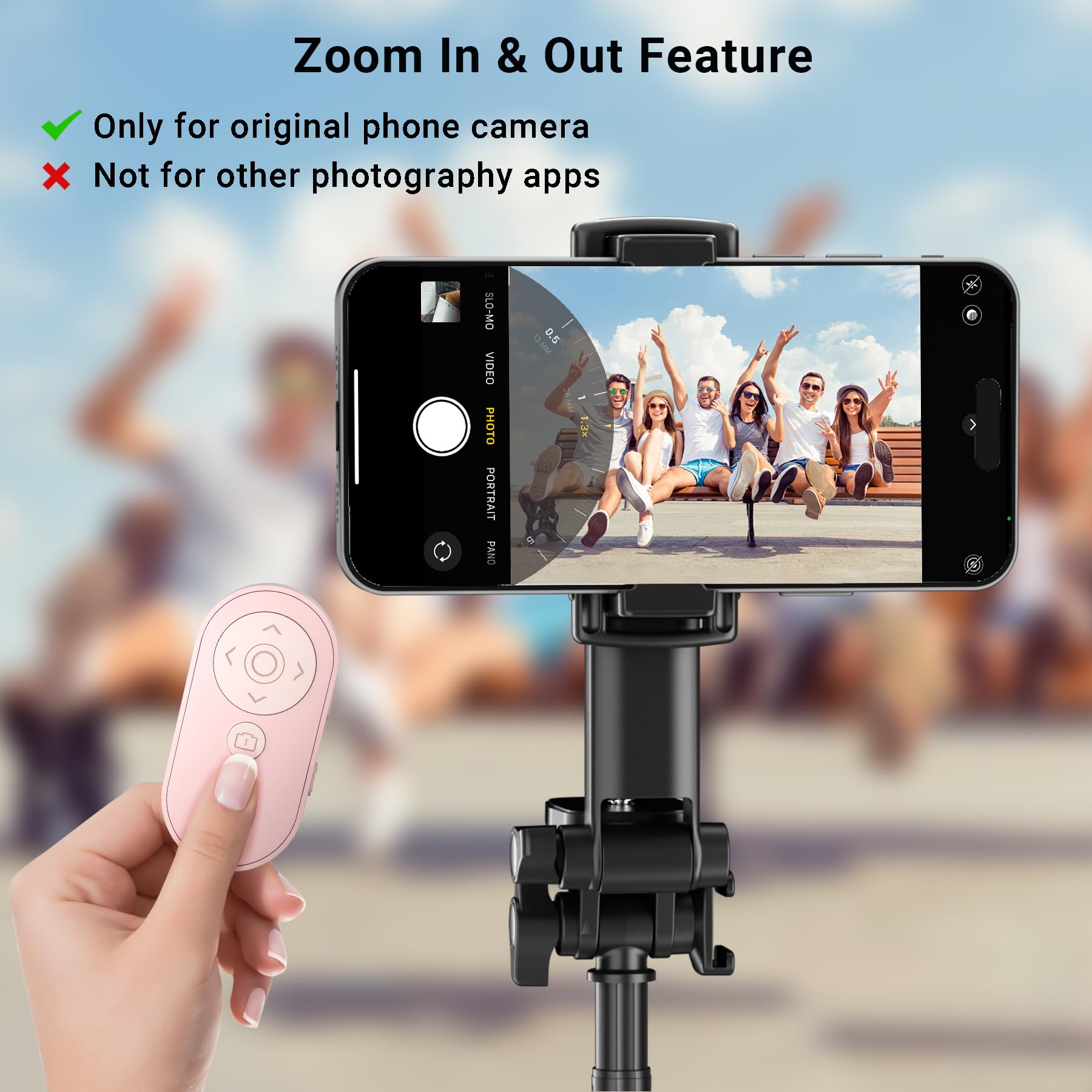 Wireless Camera Remote Control With Zoom For Iphone & Ipad, Versatile Shutter With Front/Rear Camera Switch For Photo & Video, S