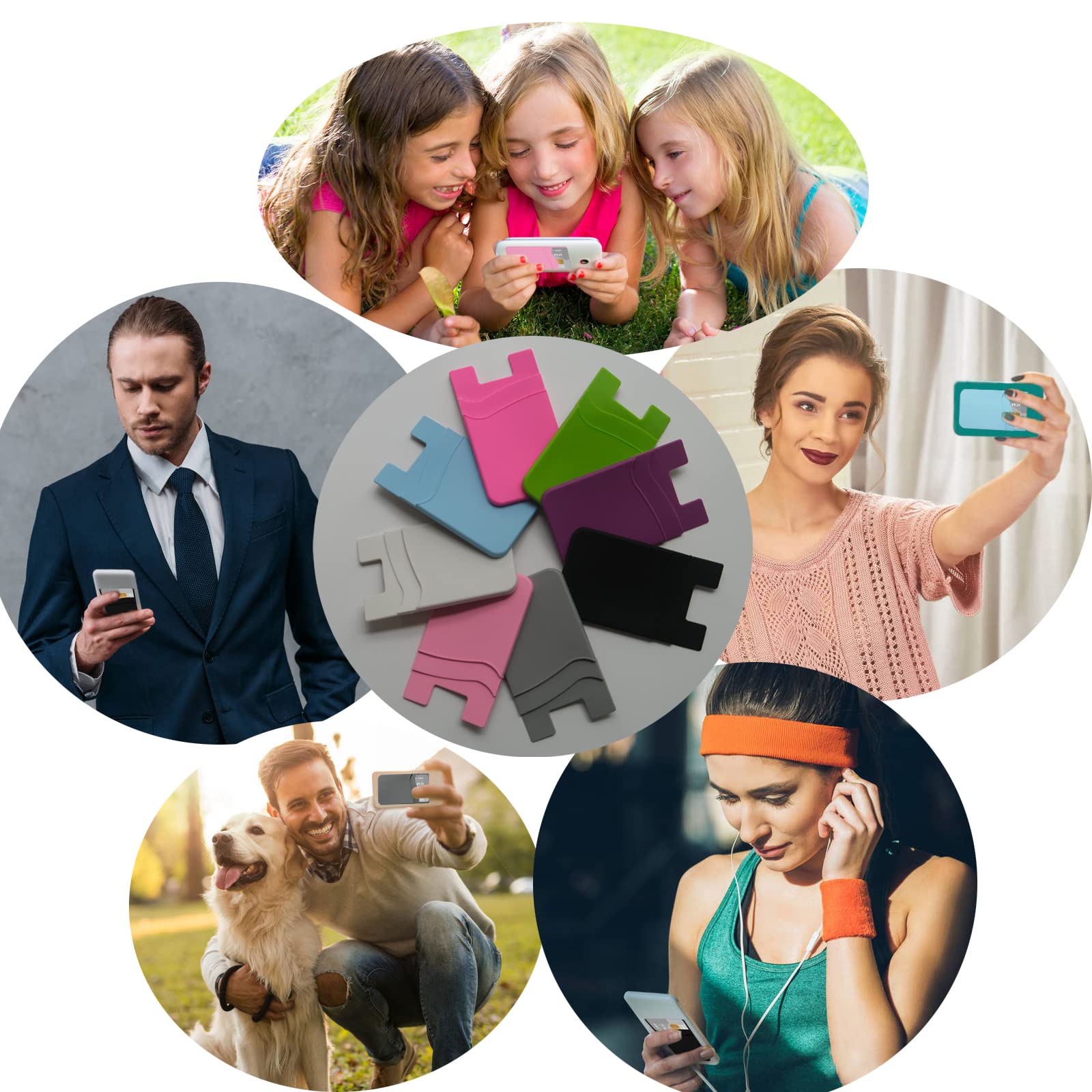 Meroqeel Card Holder For Phone Case, Sticky Wallet For Business, Id And Credit Card, Silicone Cellphone Sleeve For Android Iphon