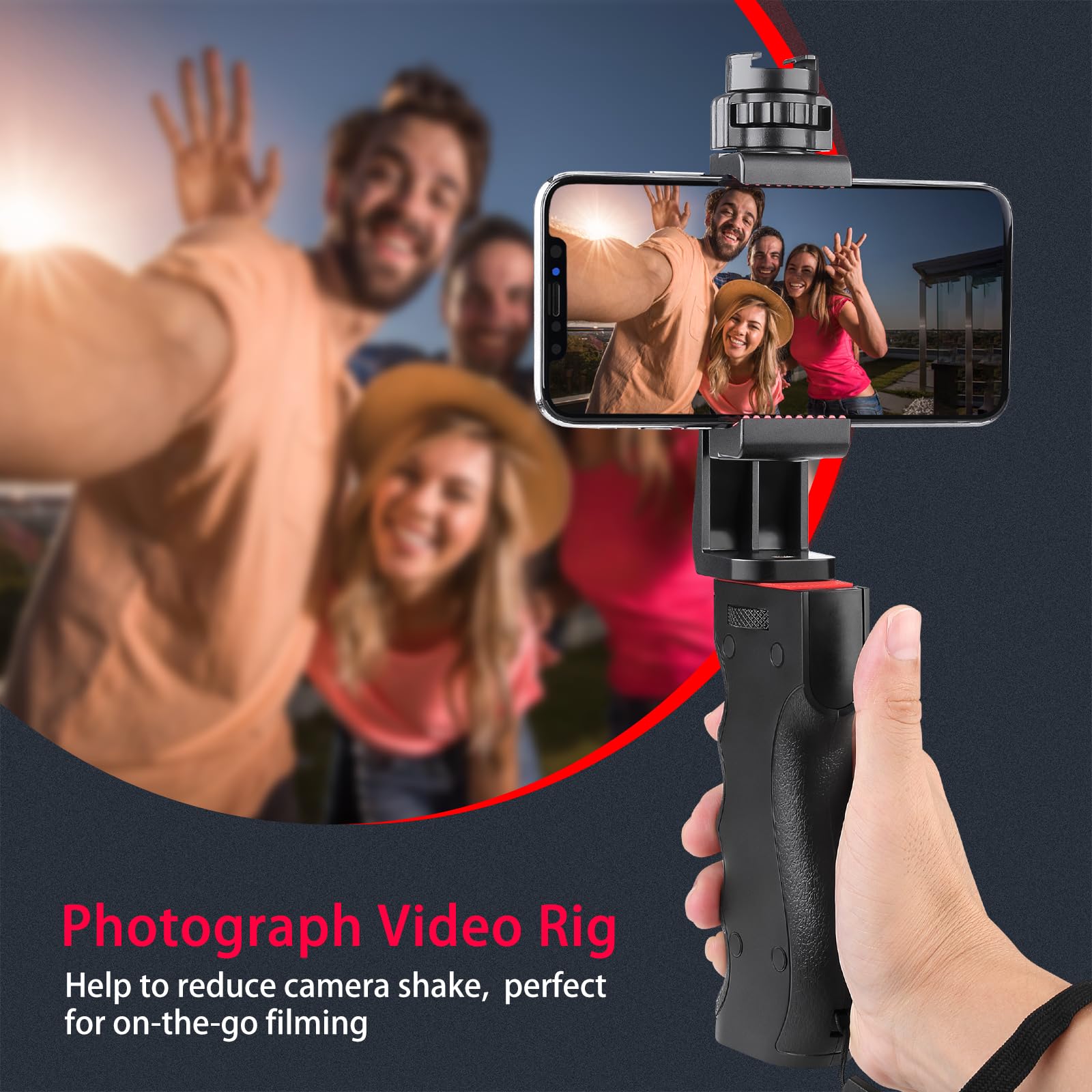 Zeadio Smartphone Stabilizer, Vlogging Hand Grip Video Holder Rig Handle Travel Selfie Stick With Clamp Mount And Wireless Remot