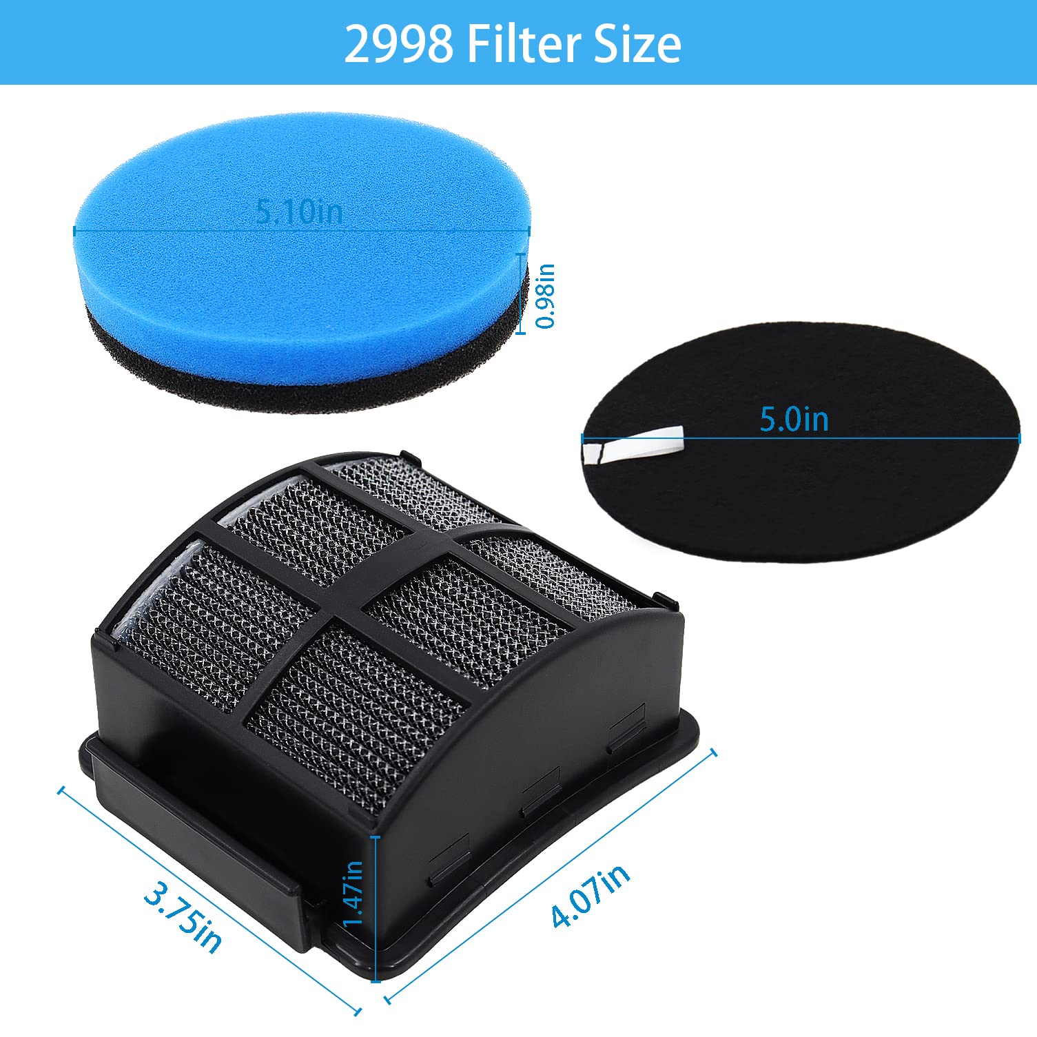 2998 Replacement Filter For Bissell 2998 Multiclean Lift Off Pet Vacuum, Compatible With Bissell 2998 31259 31269 2999 2849 3000