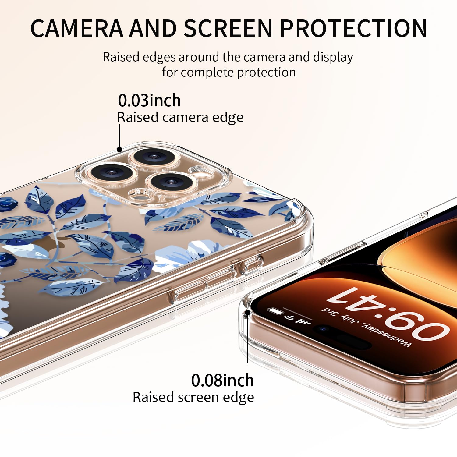 Luhouri For Iphone 16 Pro Case With Screen Protector   Crystal Clear Cover  Fashionable Pattern Design  Wireless Charging  Slim