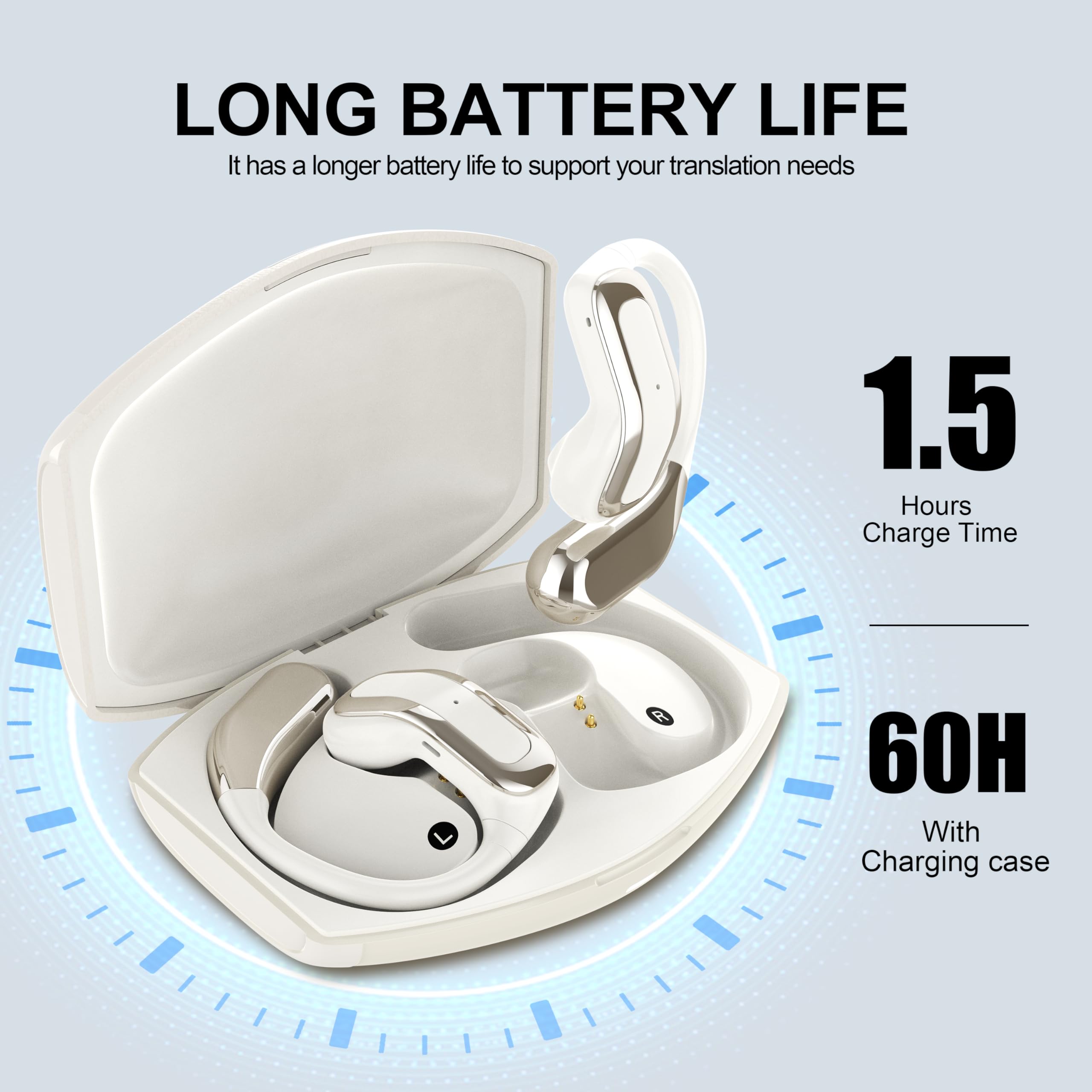 Ai Ows Translator Earbuds,Language Translator Earphone 144 Languages, 3In1 Real-Time Translation Device For Travel Business Lear