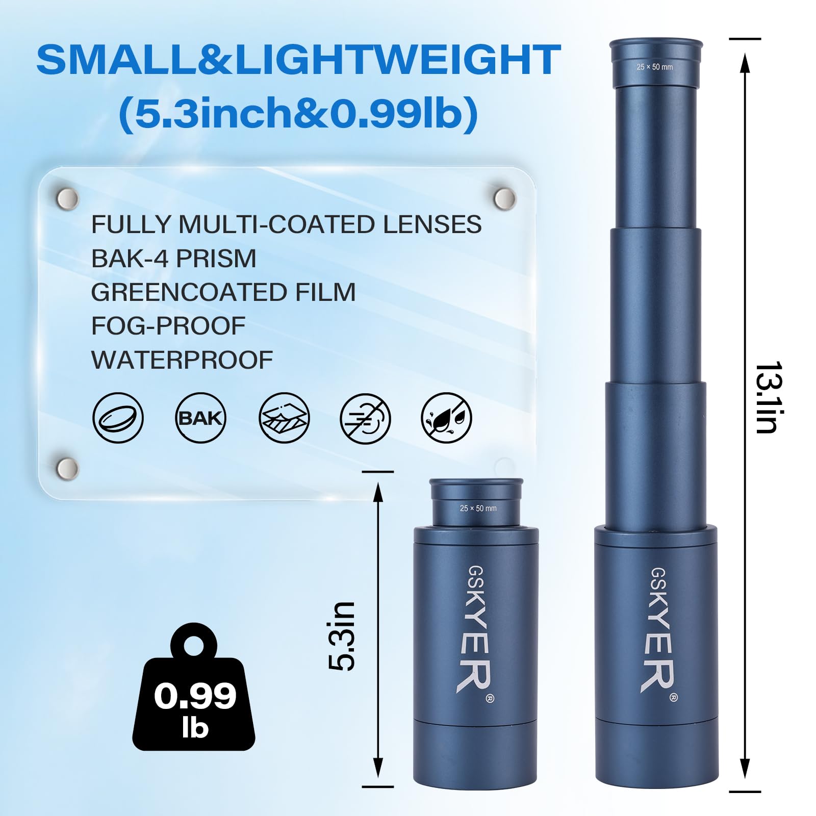 25X50 Monocular Telescope, Monoculars For Adults High Powered: Compact Hd Zoom Scope For Men Gifts Cool Gadgets With Bak4 Prism