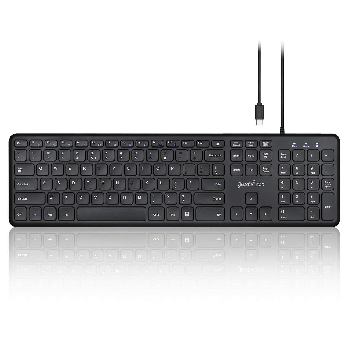 Perixx Periboard 210C Wired Full Size Usb C Keyboard With Quiet Scissor Keys   Compatible With Mac, Ipad, Windows, Chromebook, T