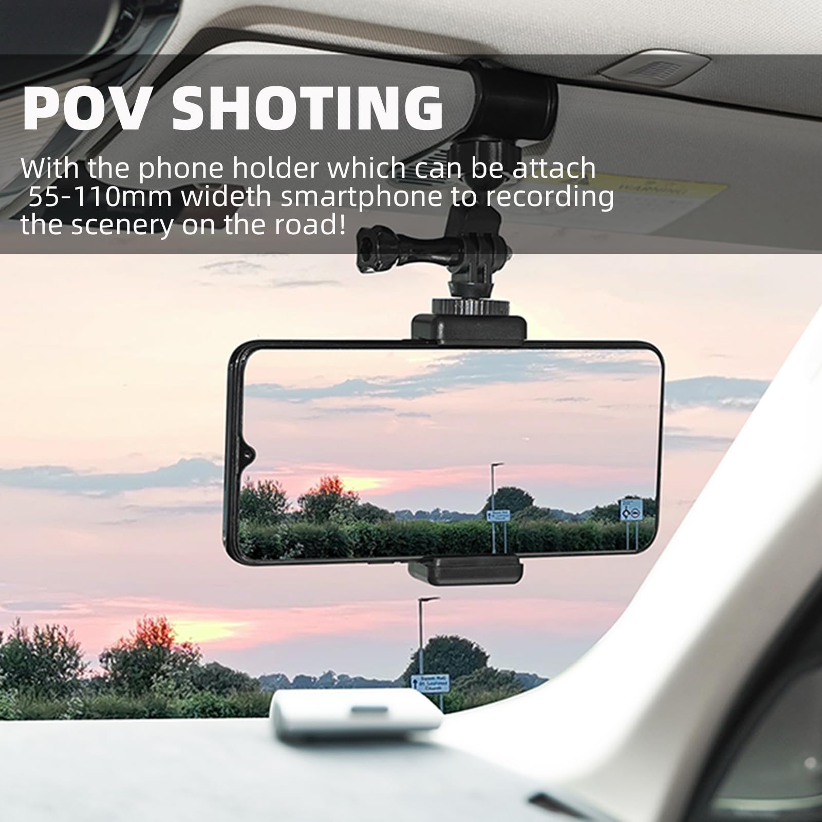 Flymile Car Sun Visor Mount For Insta360 X4 X5 X3 Gopro 13 12 11 10 9 8 7 Dji Osmo Pocket 3 Action 5Pro 4 3,Car Mount Inside Hol