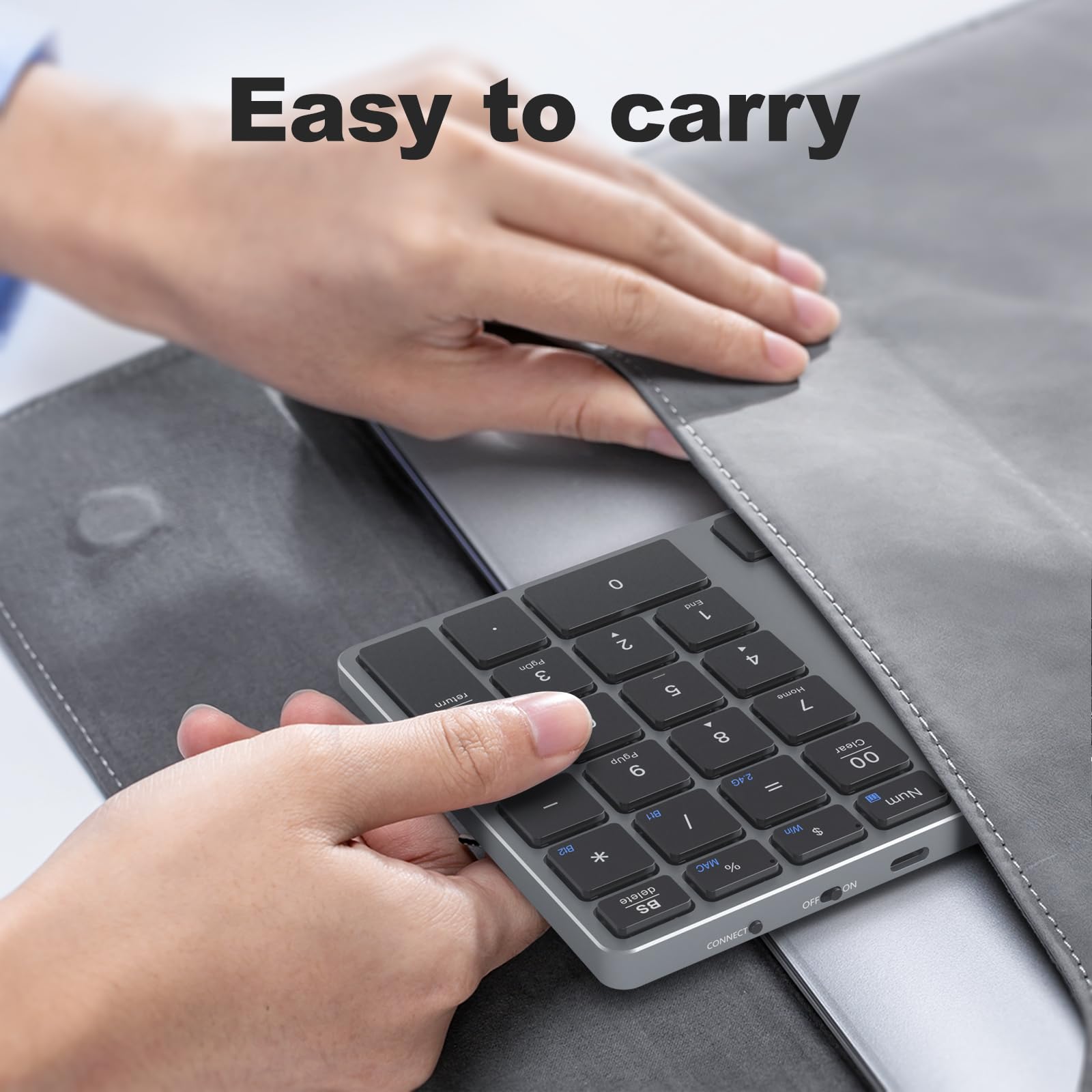Mofii Bluetooth Number Pad For Laptop   Gray Wireless Numeric Keypad 35 Keys Usb C Rechargeable Numpad, Accounting Portable Fina